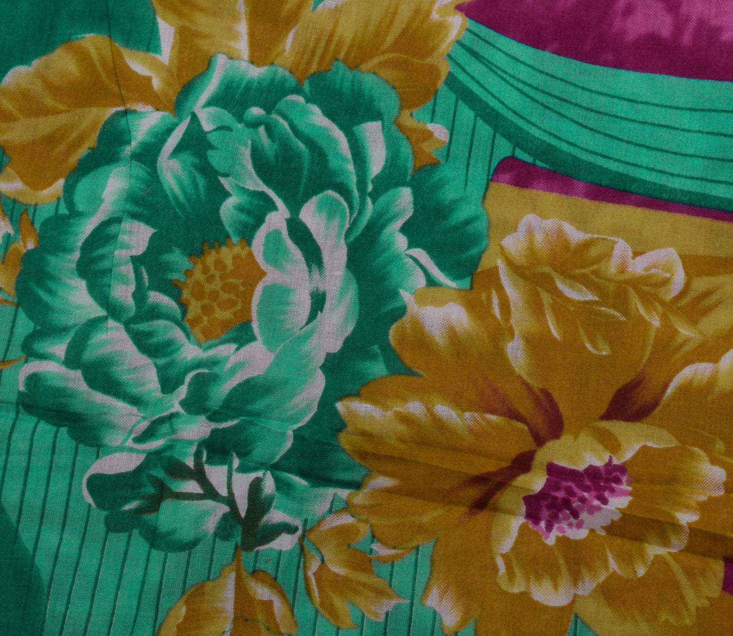 Sushila Vintage Indian Saree 100% Pure Cotton Printed 5 Yard Soft Craft Fabric