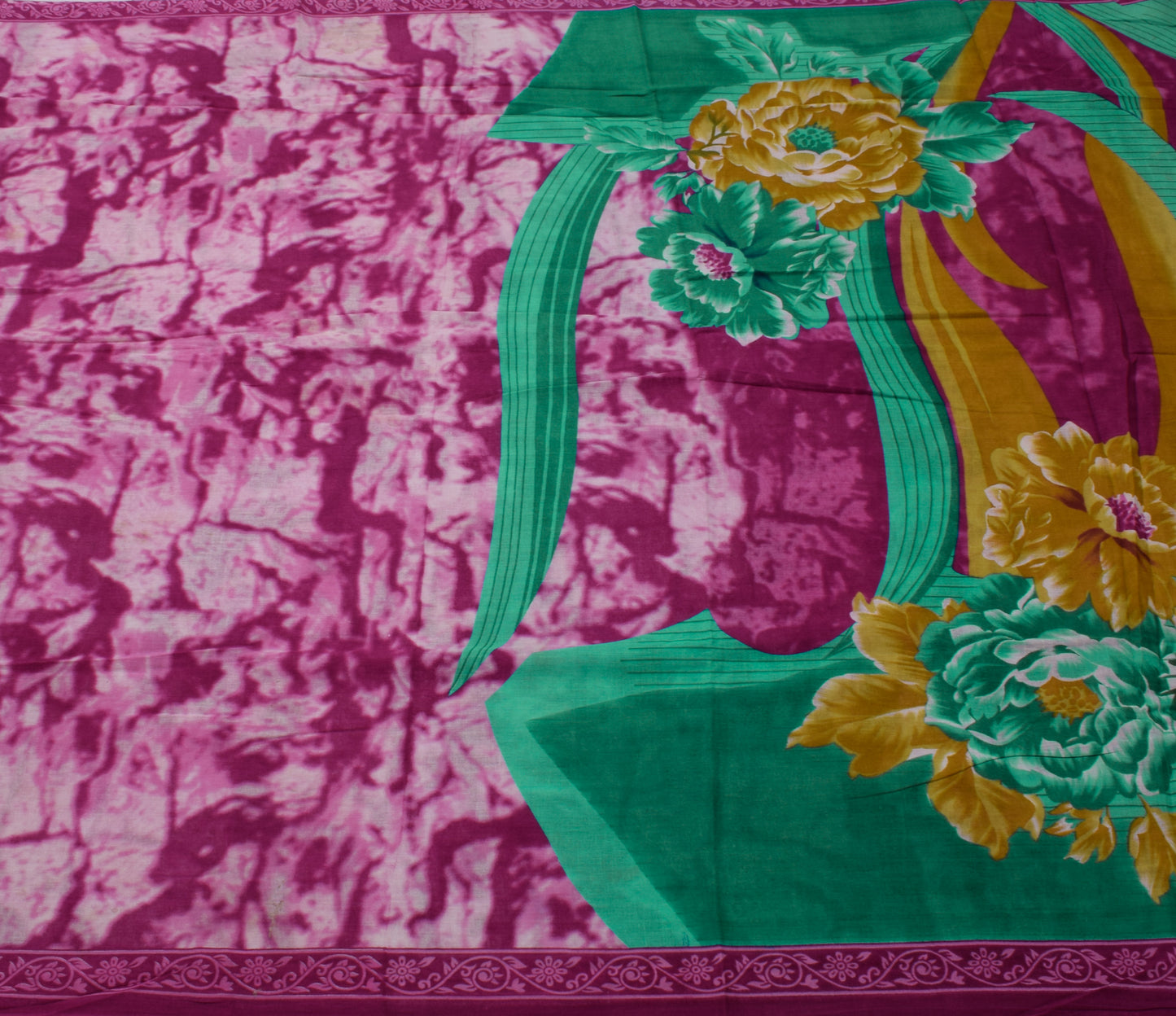 Sushila Vintage Indian Saree 100% Pure Cotton Printed 5 Yard Soft Craft Fabric