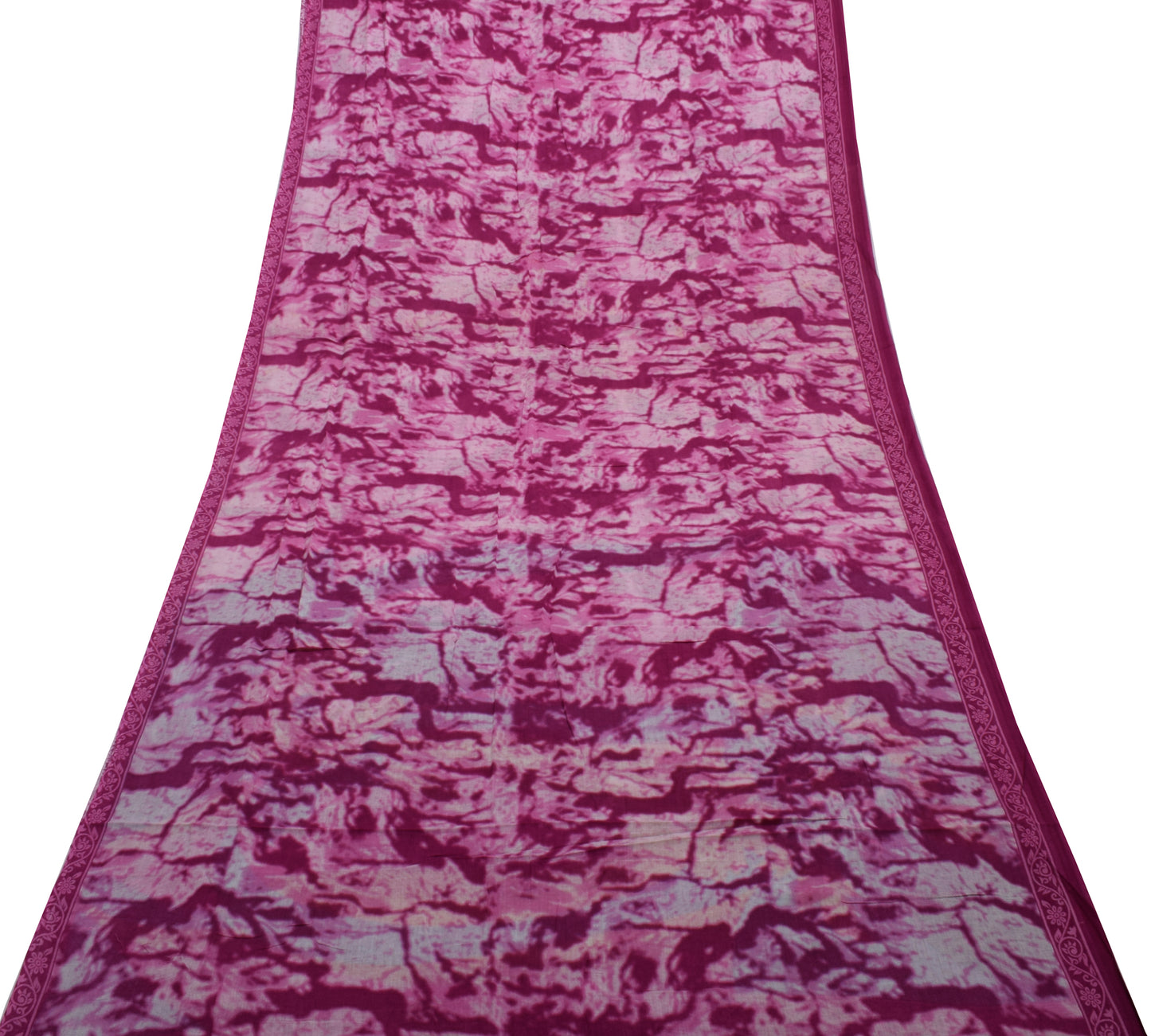 Sushila Vintage Indian Saree 100% Pure Cotton Printed 5 Yard Soft Craft Fabric