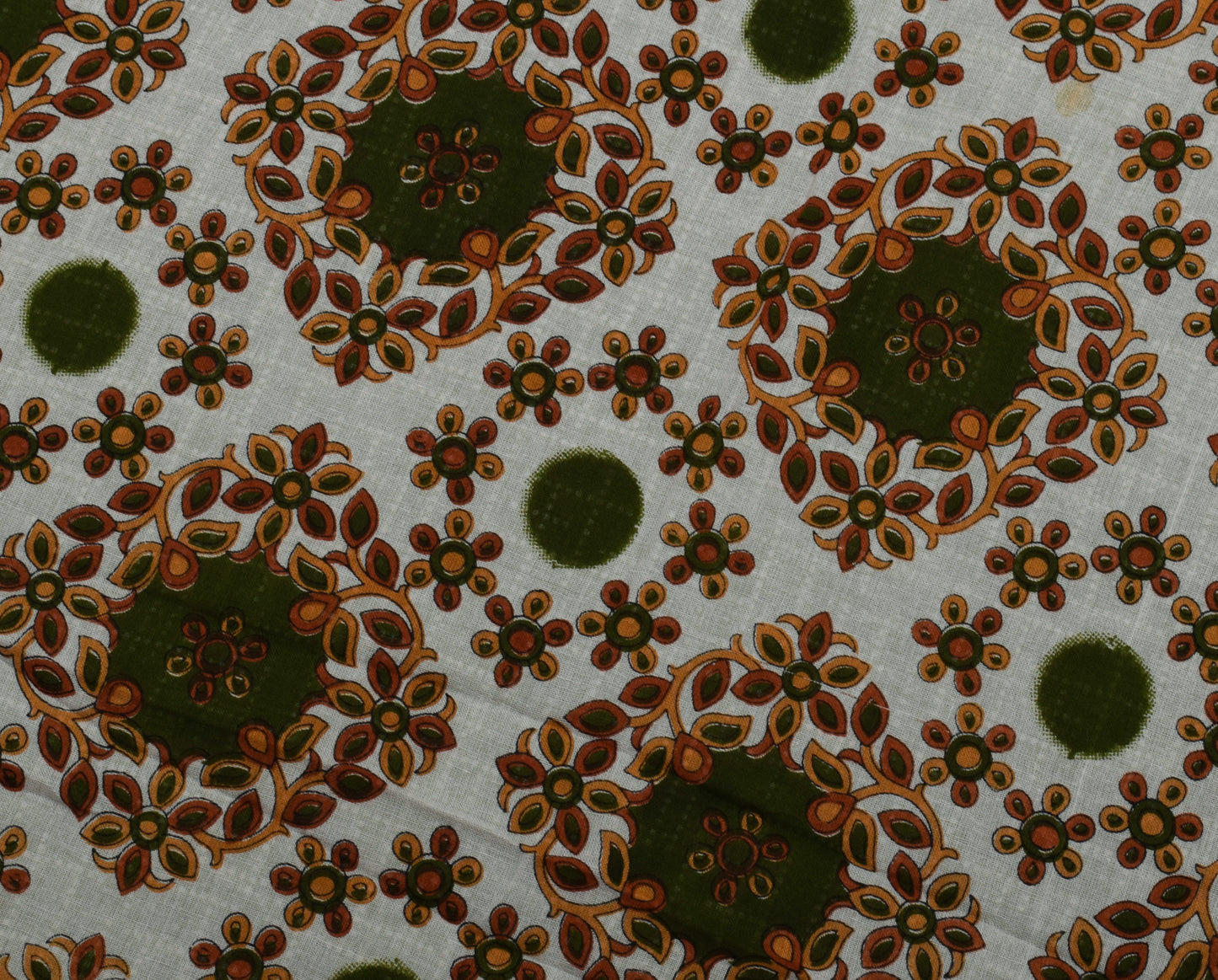 Sushila Vintage Green Saree 100% Pure Cotton Printed 5 Yard Soft Craft Fabric