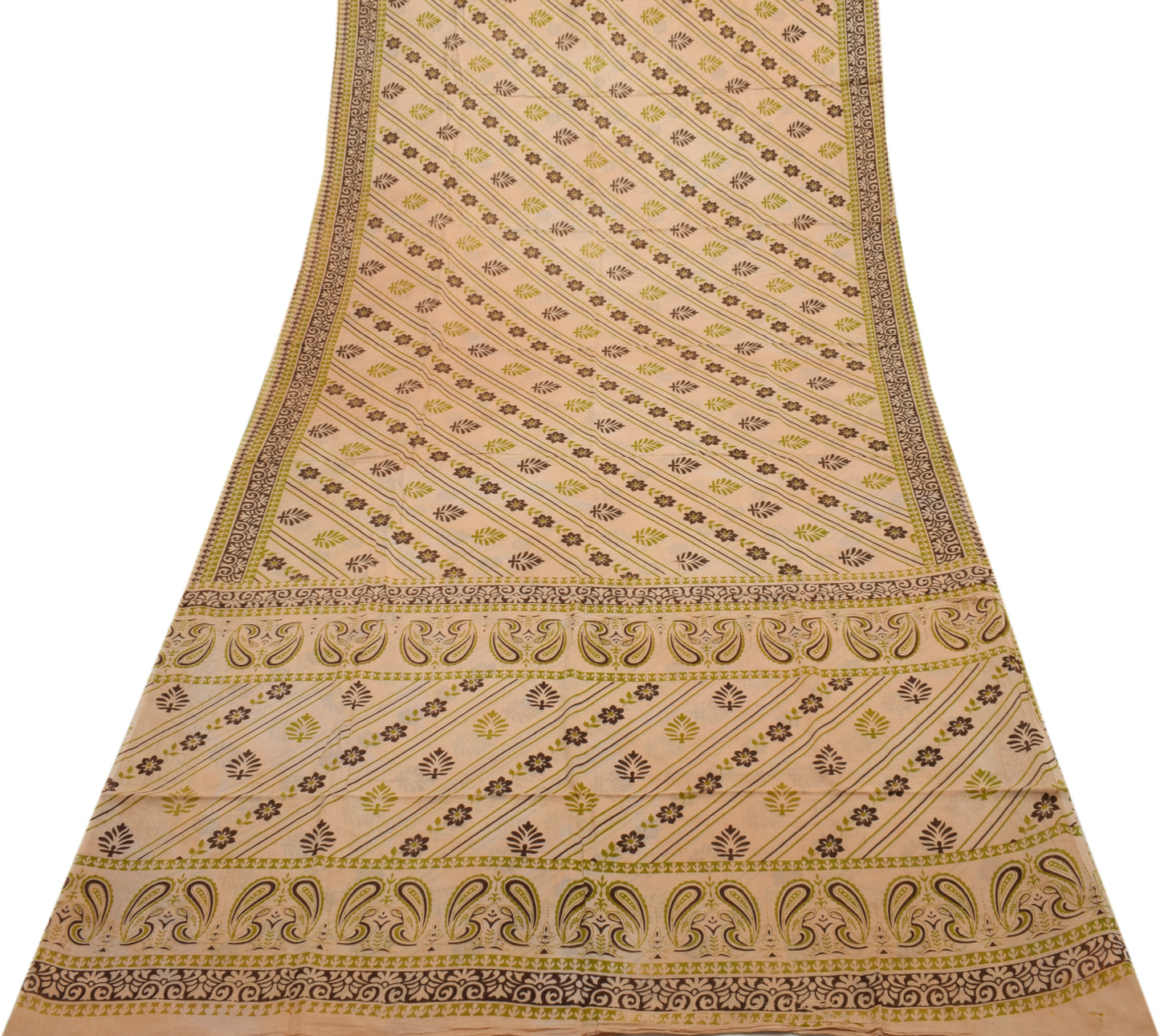 Sushila Vintage Indian Saree 100% Pure Cotton Printed Floral Soft Craft Fabric