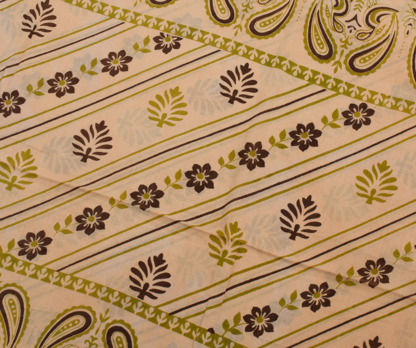 Sushila Vintage Indian Saree 100% Pure Cotton Printed Floral Soft Craft Fabric
