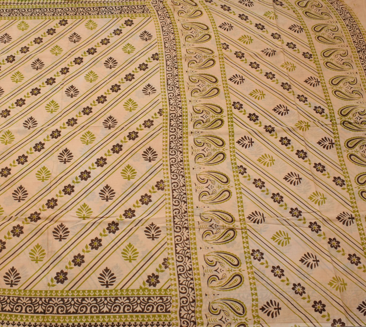 Sushila Vintage Indian Saree 100% Pure Cotton Printed Floral Soft Craft Fabric
