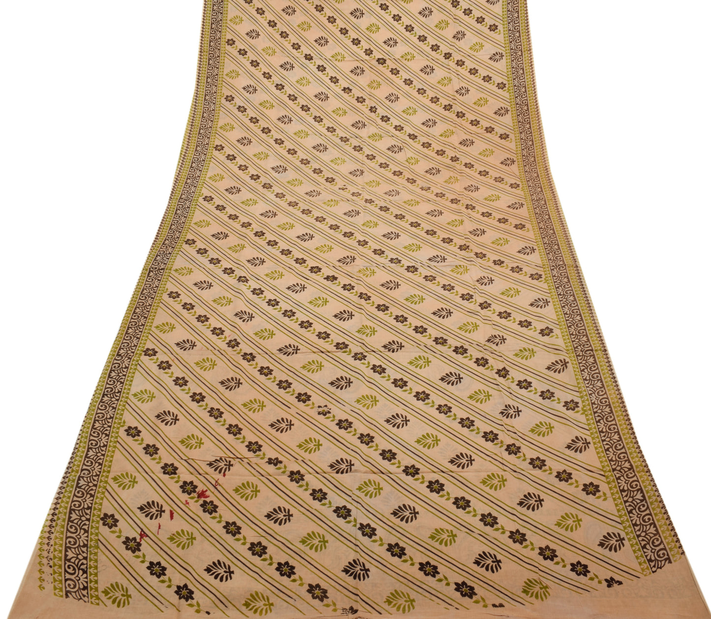 Sushila Vintage Indian Saree 100% Pure Cotton Printed Floral Soft Craft Fabric