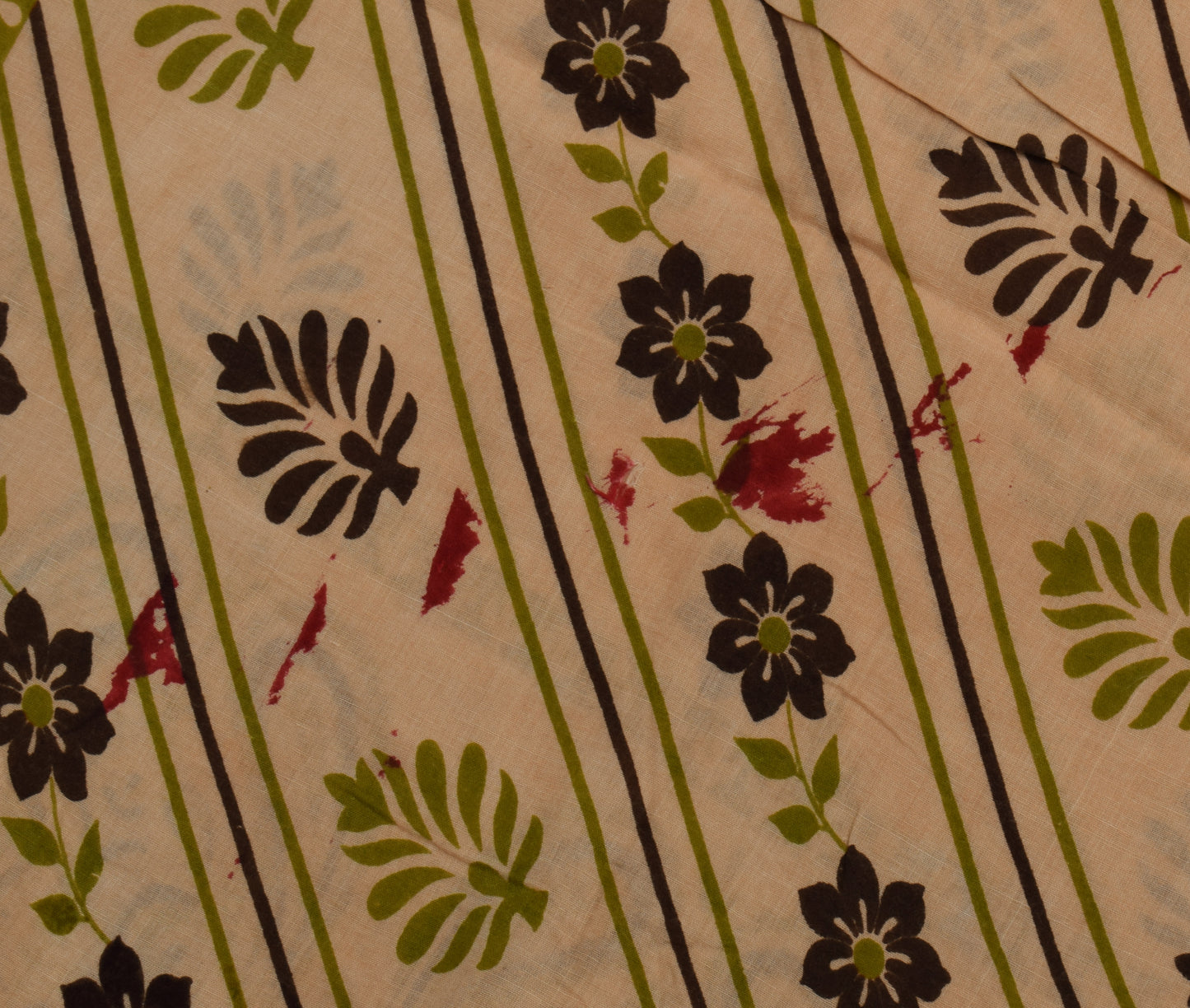 Sushila Vintage Indian Saree 100% Pure Cotton Printed Floral Soft Craft Fabric