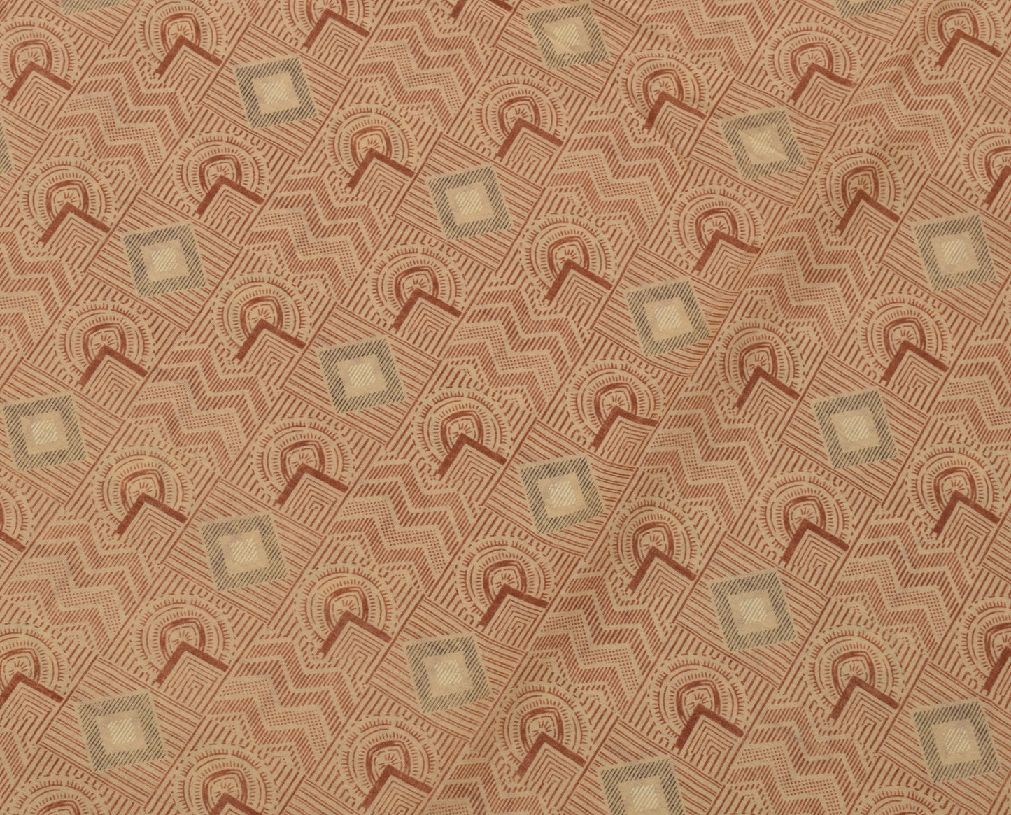 Sushila Vintage Cream Saree 100% Pure Cotton Printed 5 Yard Soft Craft Fabric