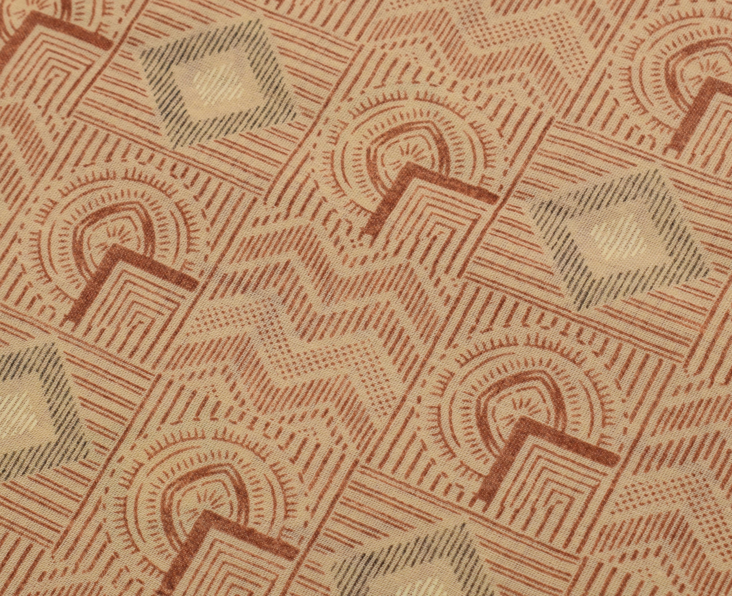 Sushila Vintage Cream Saree 100% Pure Cotton Printed 5 Yard Soft Craft Fabric