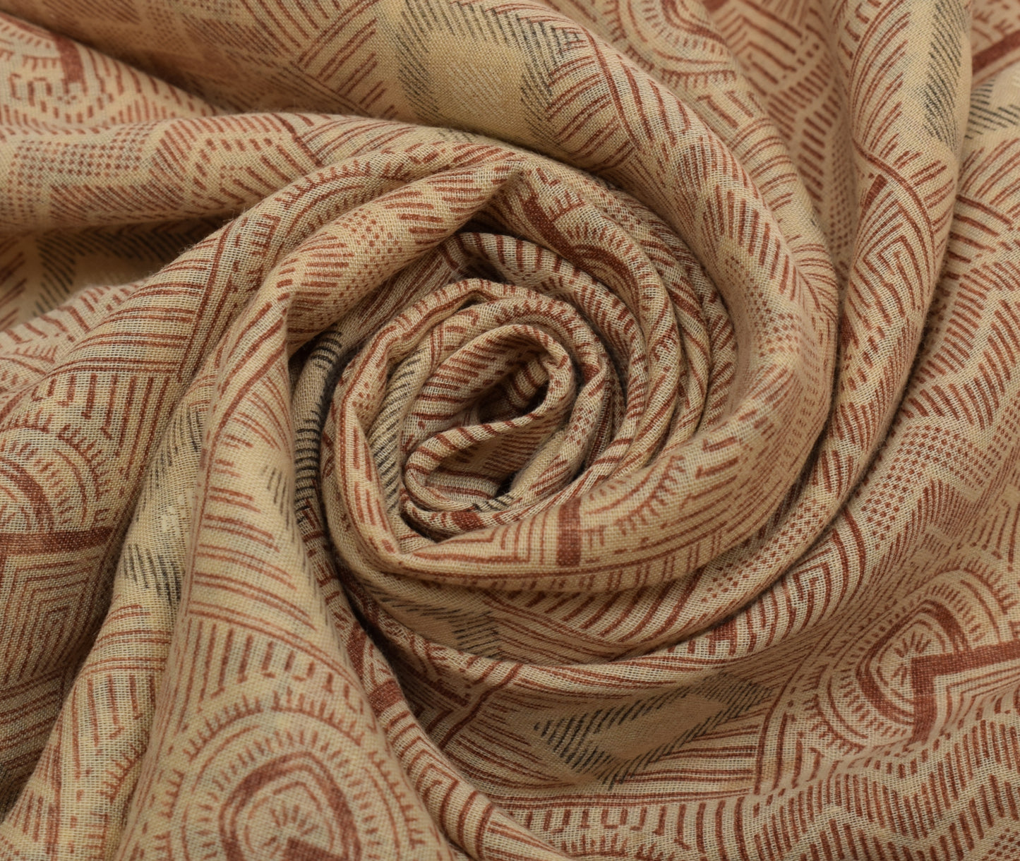 Sushila Vintage Cream Saree 100% Pure Cotton Printed 5 Yard Soft Craft Fabric