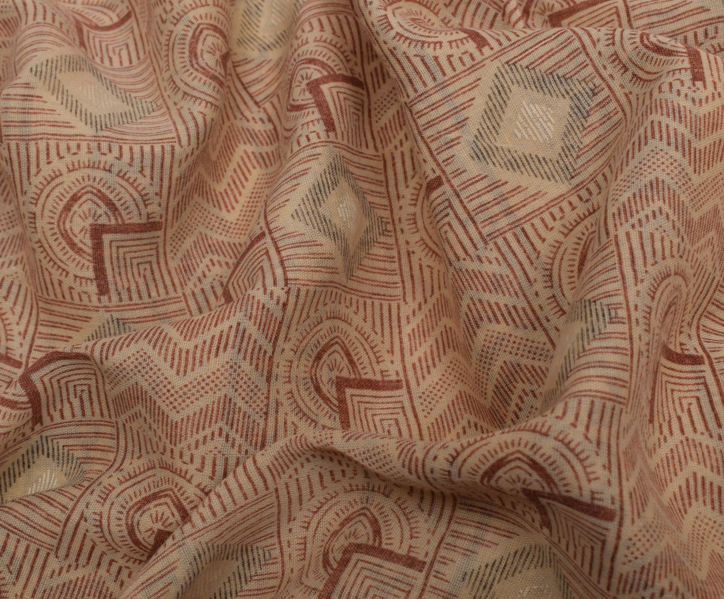 Sushila Vintage Cream Saree 100% Pure Cotton Printed 5 Yard Soft Craft Fabric
