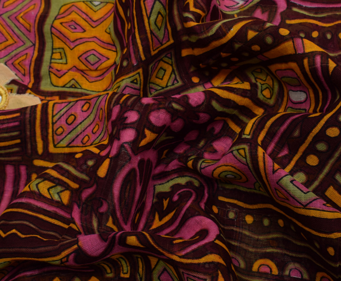 Sushila Vintage Indian Saree 100% Pure Cotton Printed 5 Yard Soft Craft Fabric