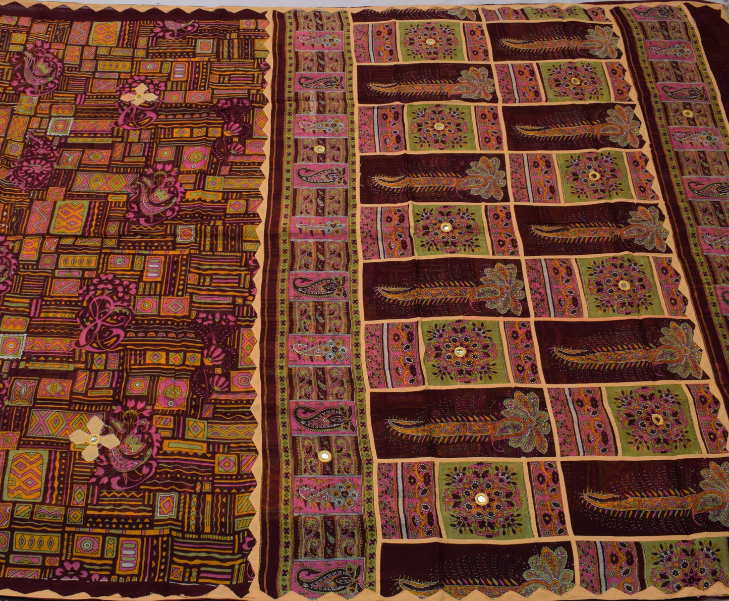Sushila Vintage Indian Saree 100% Pure Cotton Printed 5 Yard Soft Craft Fabric