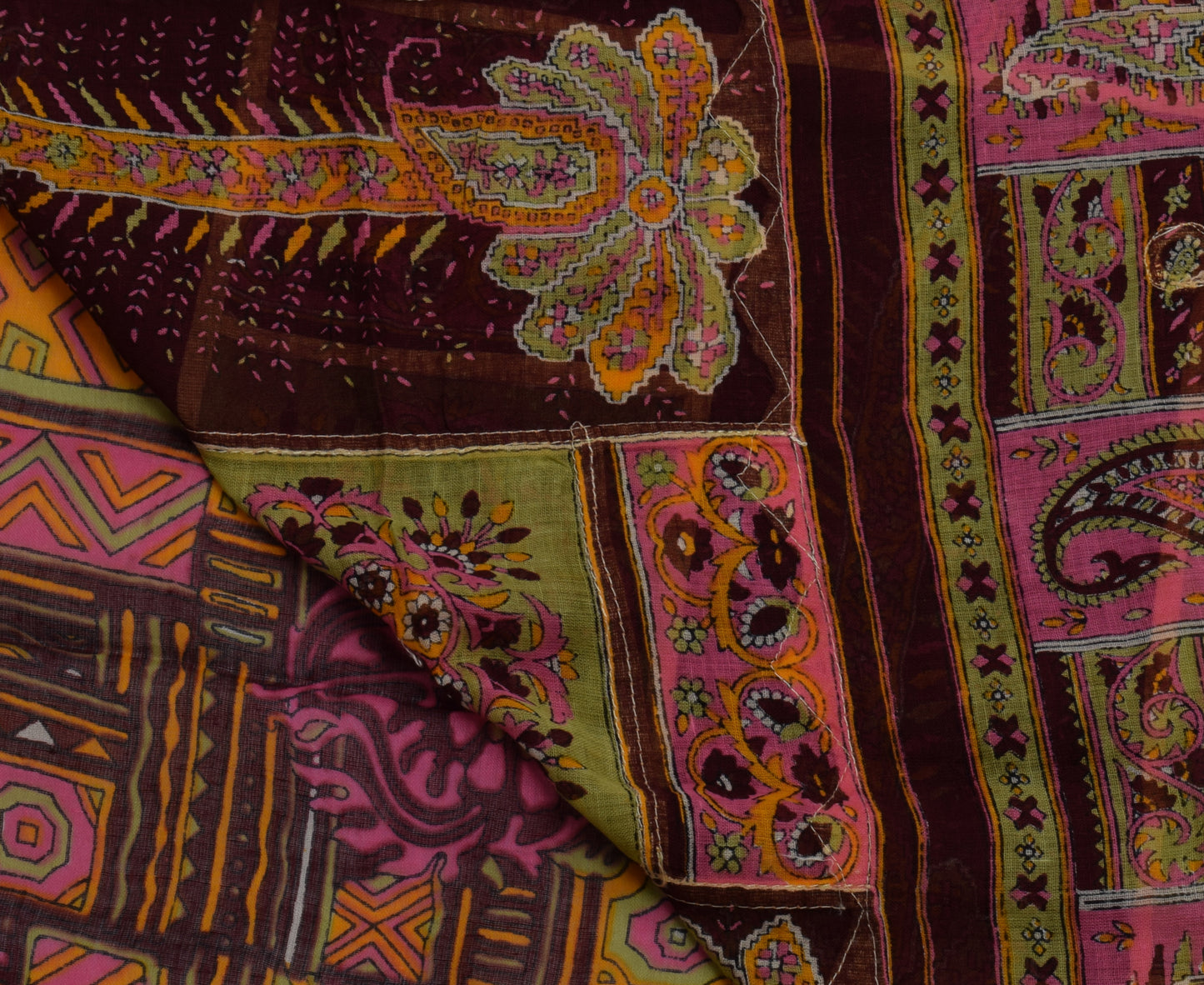 Sushila Vintage Indian Saree 100% Pure Cotton Printed 5 Yard Soft Craft Fabric