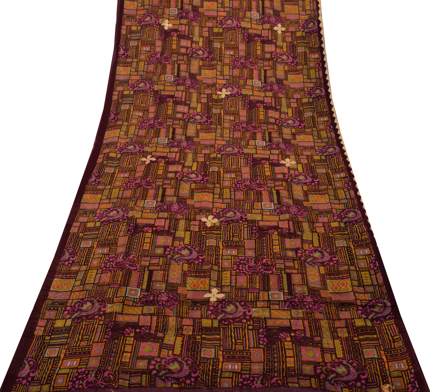 Sushila Vintage Indian Saree 100% Pure Cotton Printed 5 Yard Soft Craft Fabric