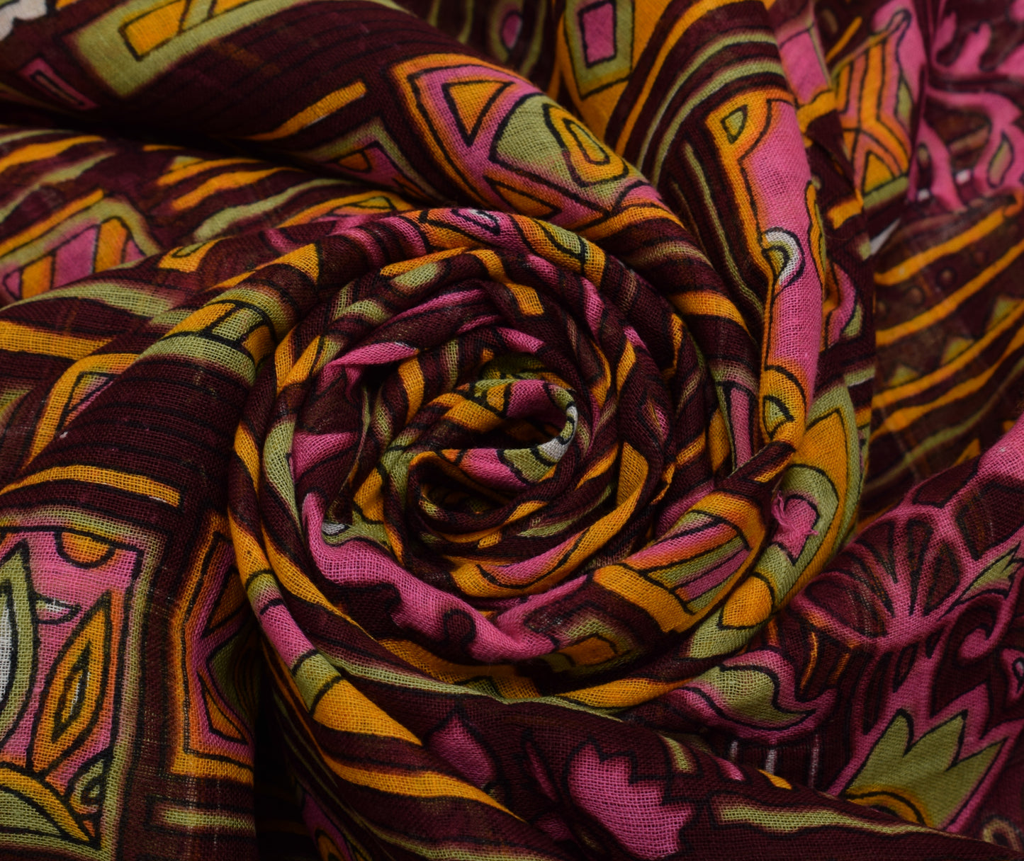 Sushila Vintage Indian Saree 100% Pure Cotton Printed 5 Yard Soft Craft Fabric