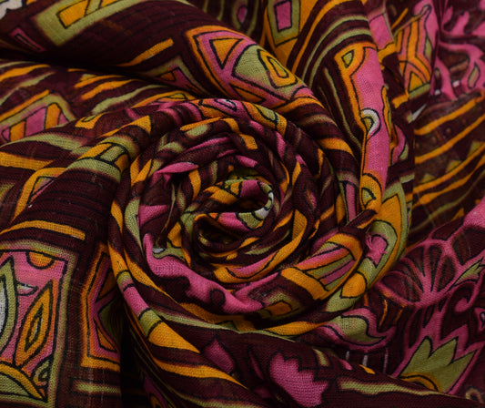 Sushila Vintage Indian Saree 100% Pure Cotton Printed 5 Yard Soft Craft Fabric