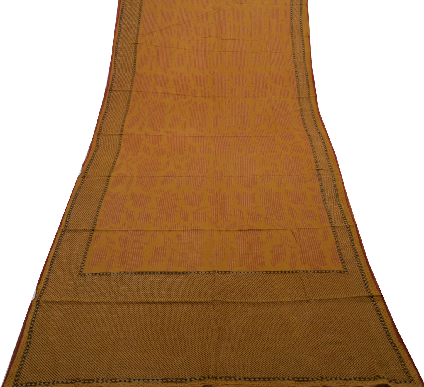 Sushila Vintage Brown Saree 100% Pure Cotton Printed Floral Soft Craft Fabric