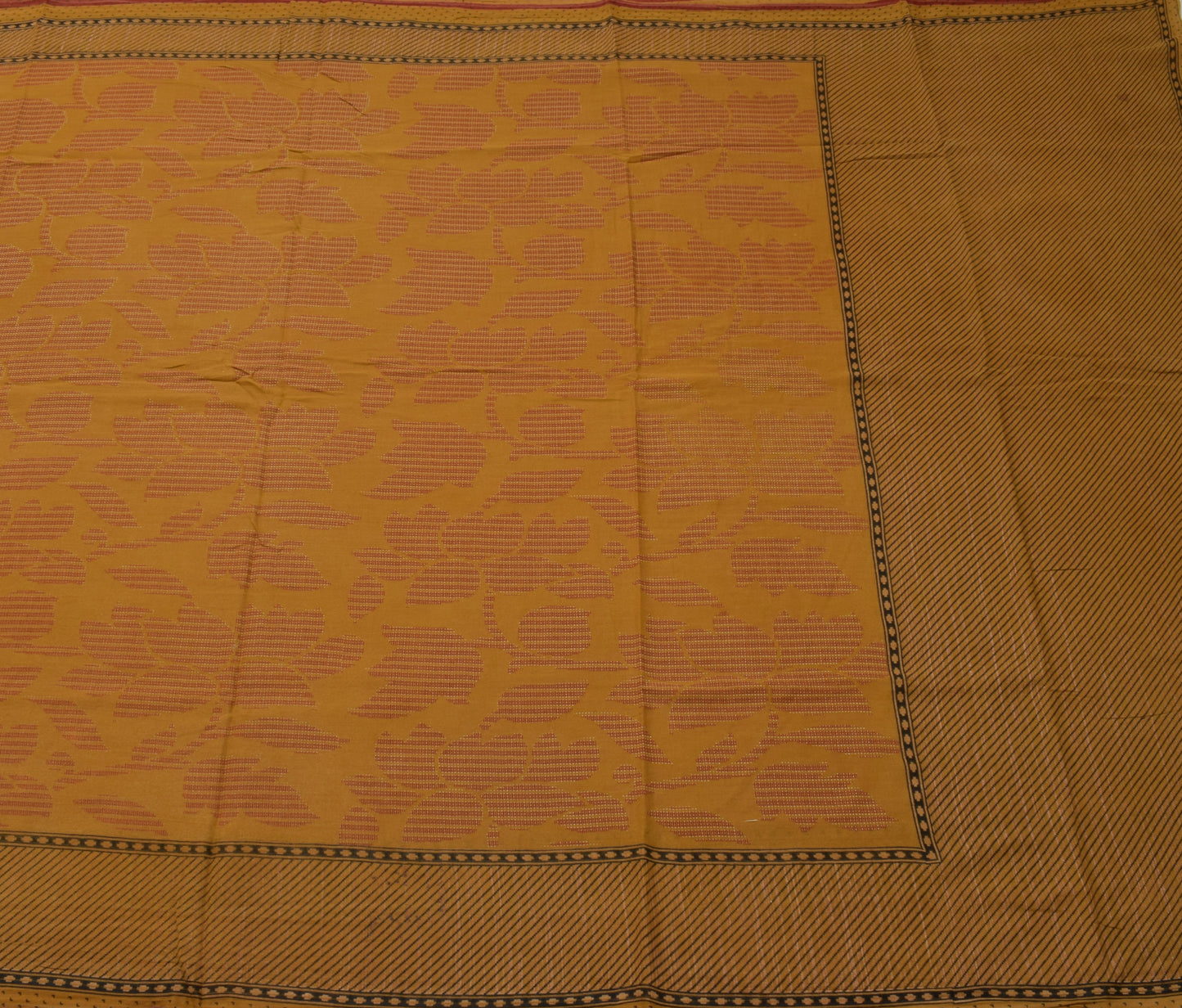 Sushila Vintage Brown Saree 100% Pure Cotton Printed Floral Soft Craft Fabric