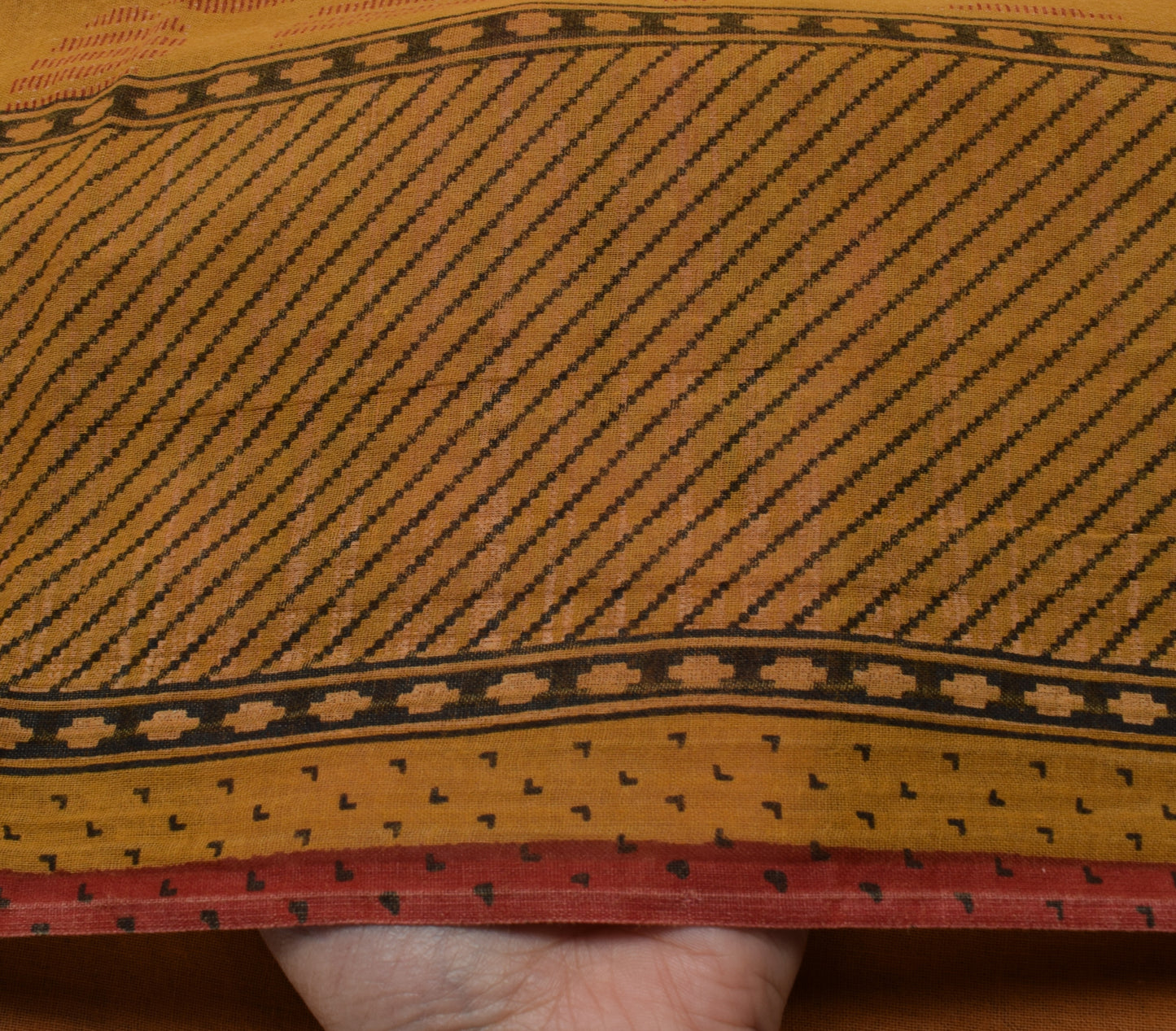 Sushila Vintage Brown Saree 100% Pure Cotton Printed Floral Soft Craft Fabric