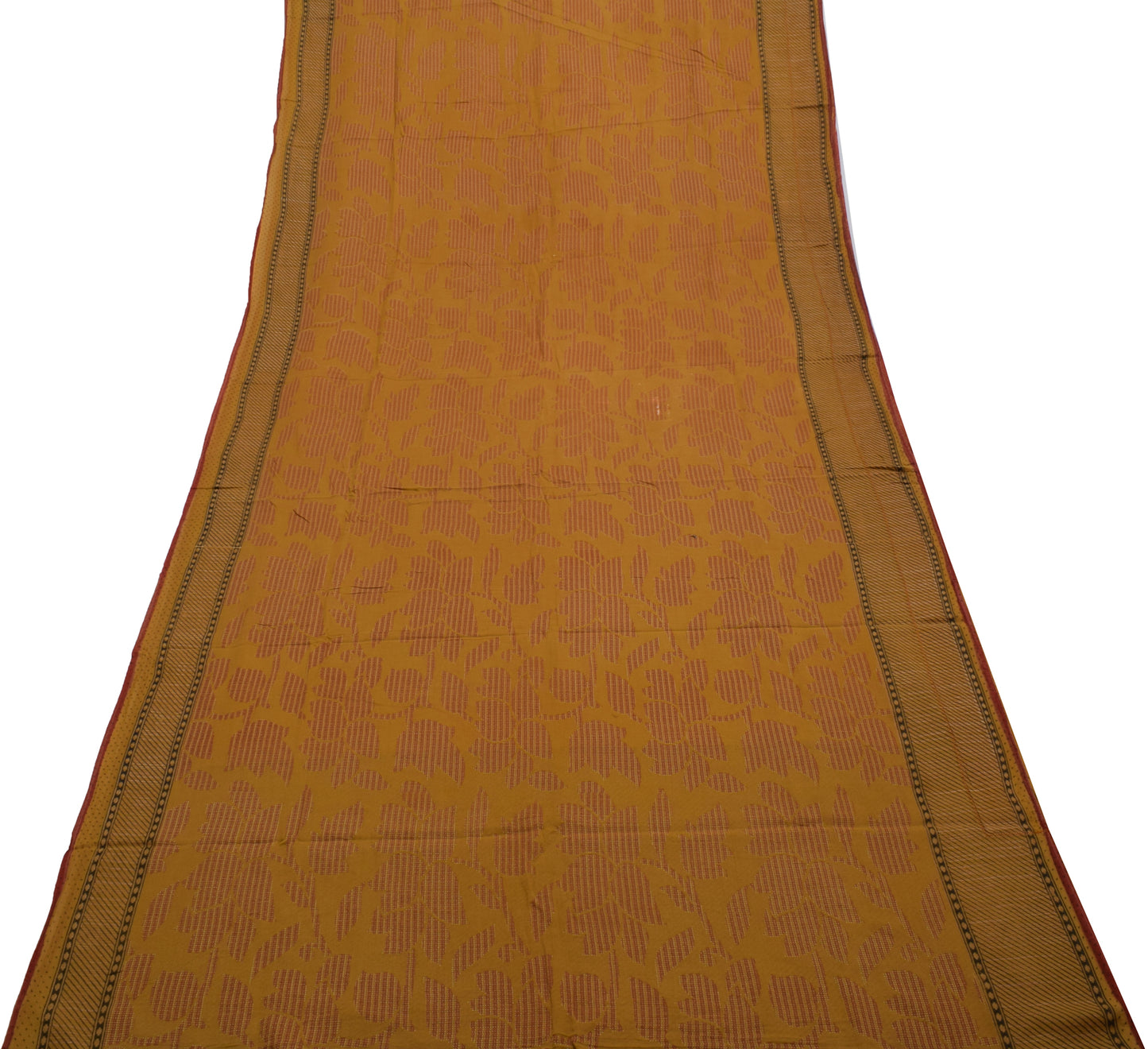 Sushila Vintage Brown Saree 100% Pure Cotton Printed Floral Soft Craft Fabric