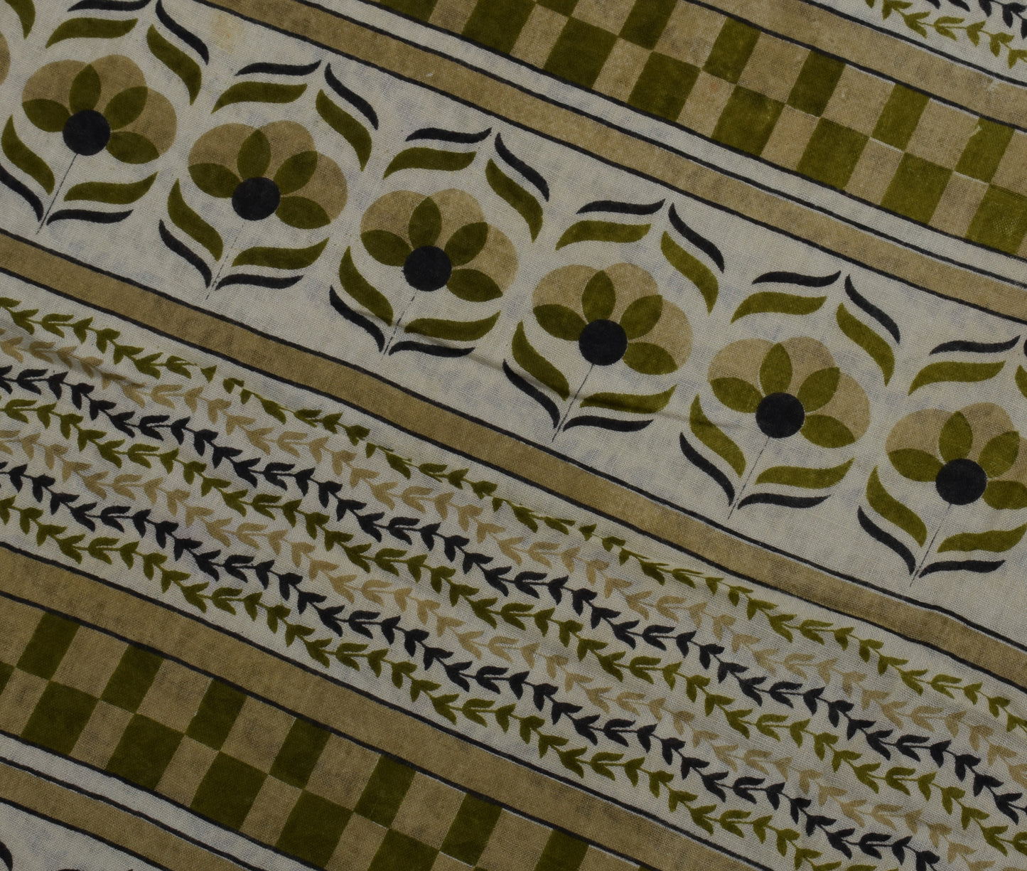 Sushila Vintage Cream Saree 100% Pure Cotton Printed Floral Soft Craft Fabric