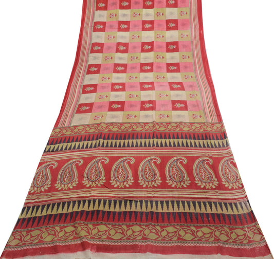 Sushila Vintage Multi-Color Saree Pure Cotton Printed Floral Soft Craft Fabric