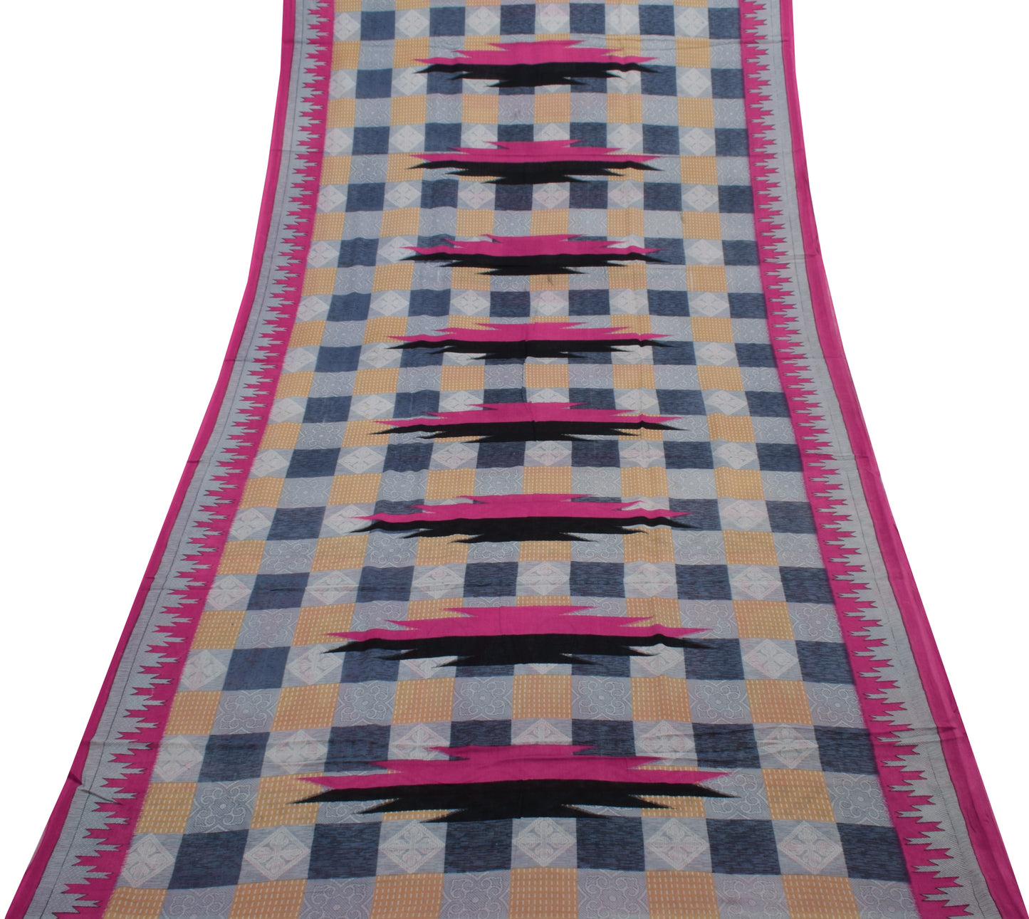 Sushila Vintage Indian Saree 100% Pure Cotton Printed 5 Yard Soft Craft Fabric