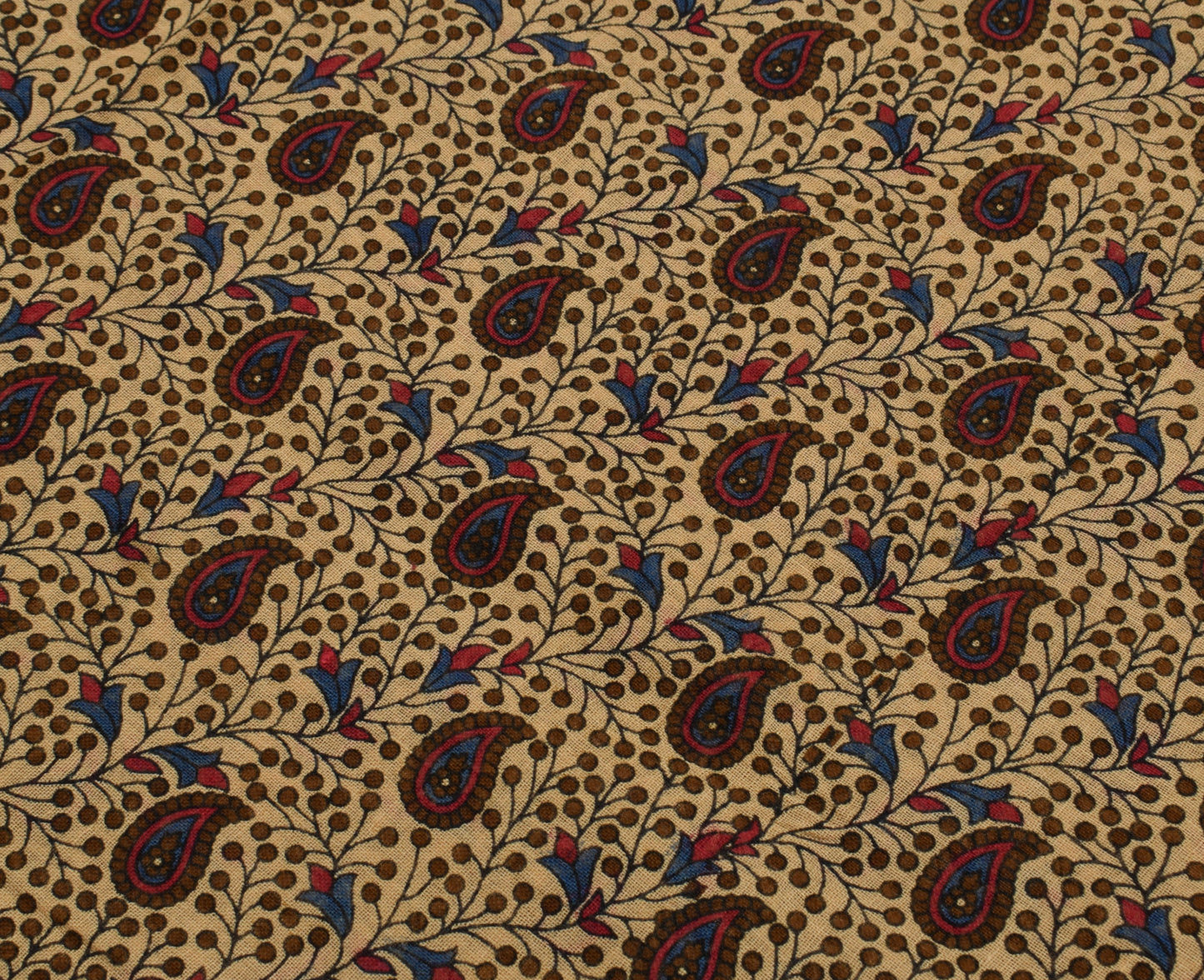 Sushila Vintage Brown Saree 100% Pure Silk Printed Paisley Soft Craft Fabric