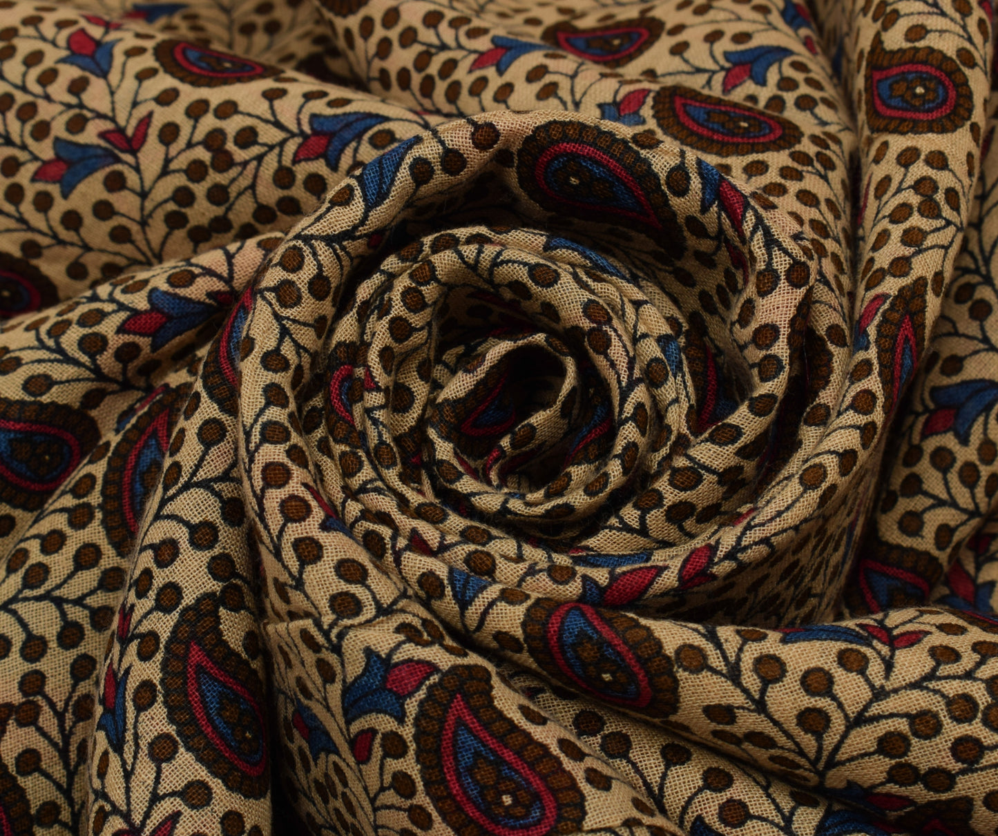 Sushila Vintage Brown Saree 100% Pure Silk Printed Paisley Soft Craft Fabric