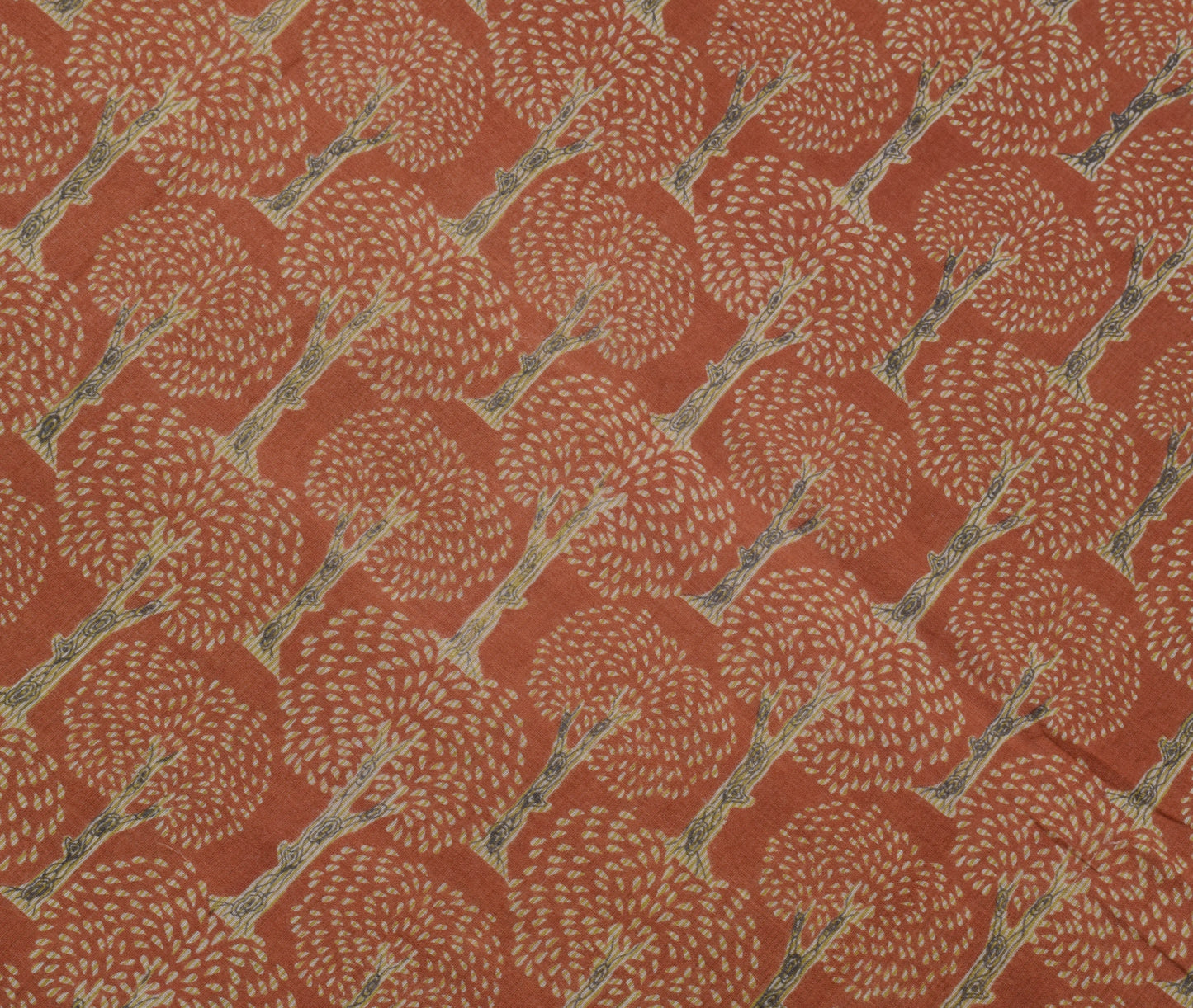 Sushila Vintage Brown Saree 100% Pure Cotton Printed Floral Soft Craft Fabric
