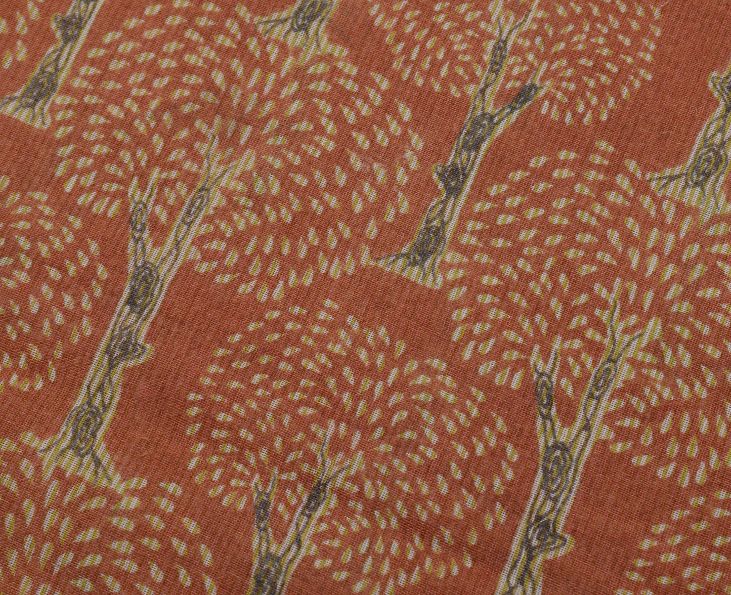 Sushila Vintage Brown Saree 100% Pure Cotton Printed Floral Soft Craft Fabric