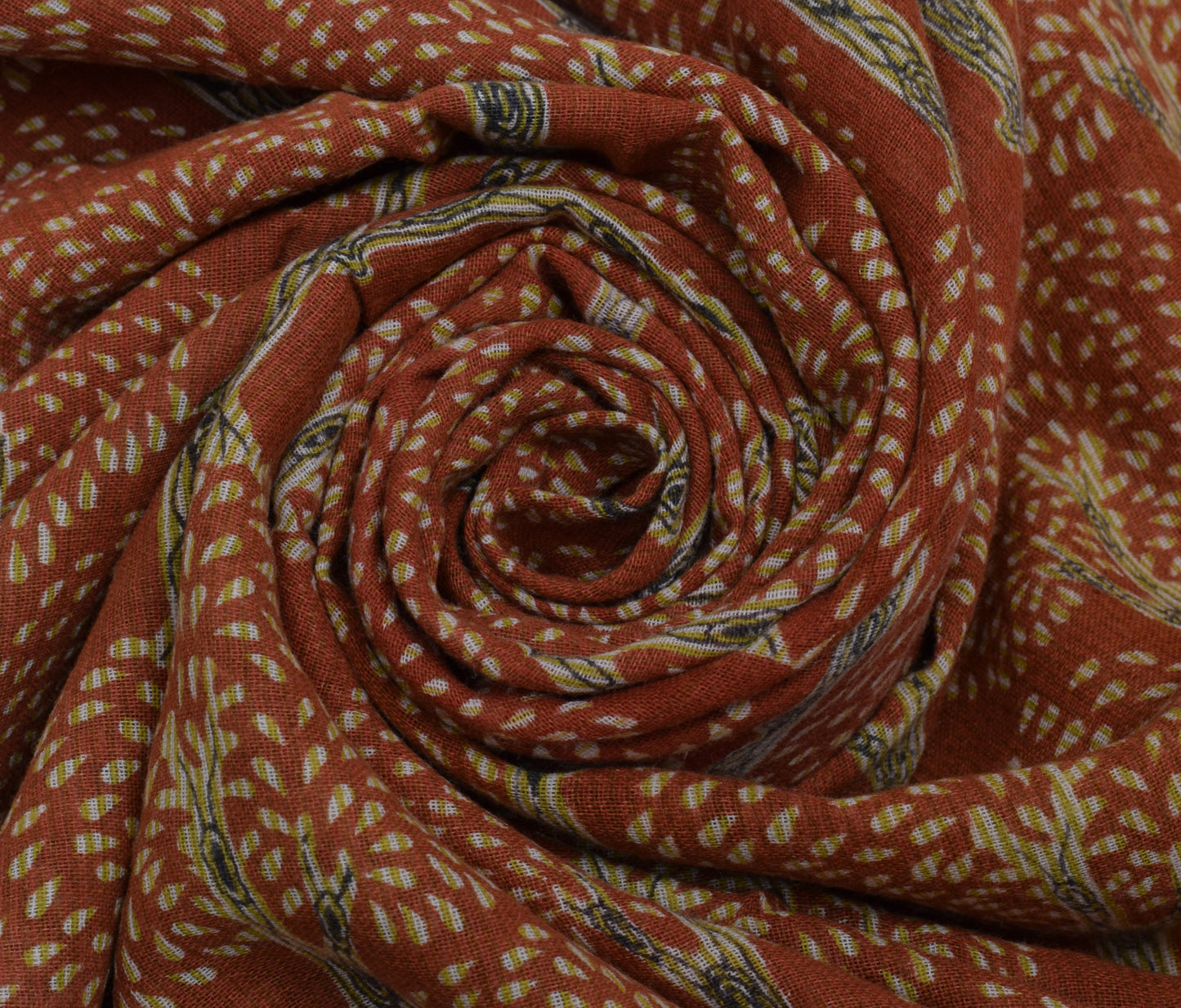 Sushila Vintage Brown Saree 100% Pure Cotton Printed Floral Soft Craft Fabric