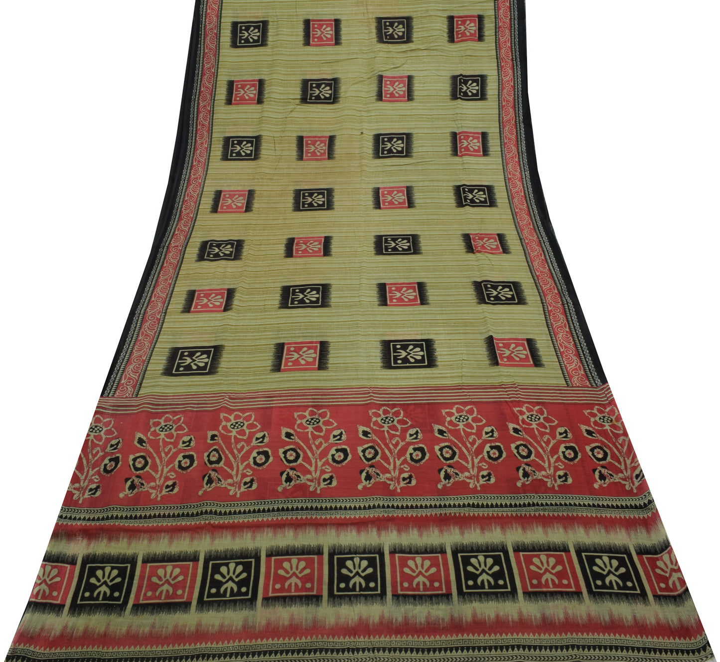 Sushila Vintage Indian Saree 100% Pure Cotton Printed 5 Yard Soft Craft Fabric