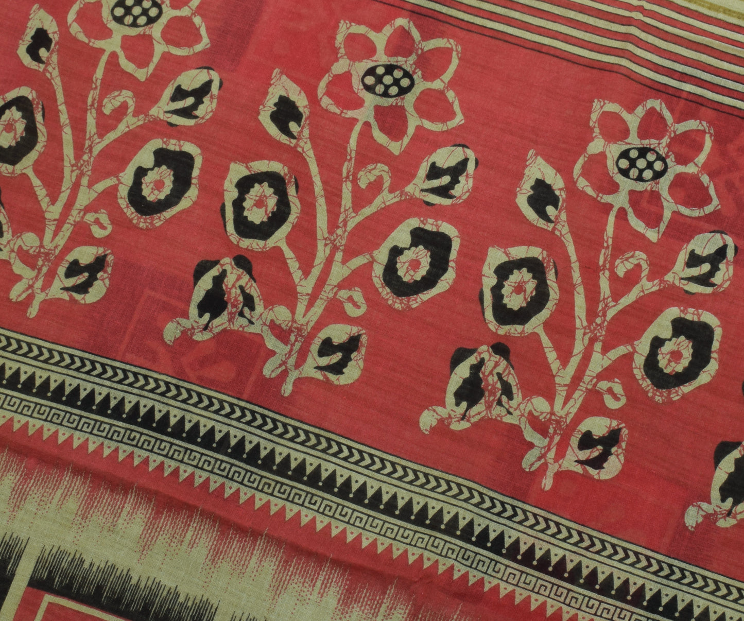 Sushila Vintage Indian Saree 100% Pure Cotton Printed 5 Yard Soft Craft Fabric