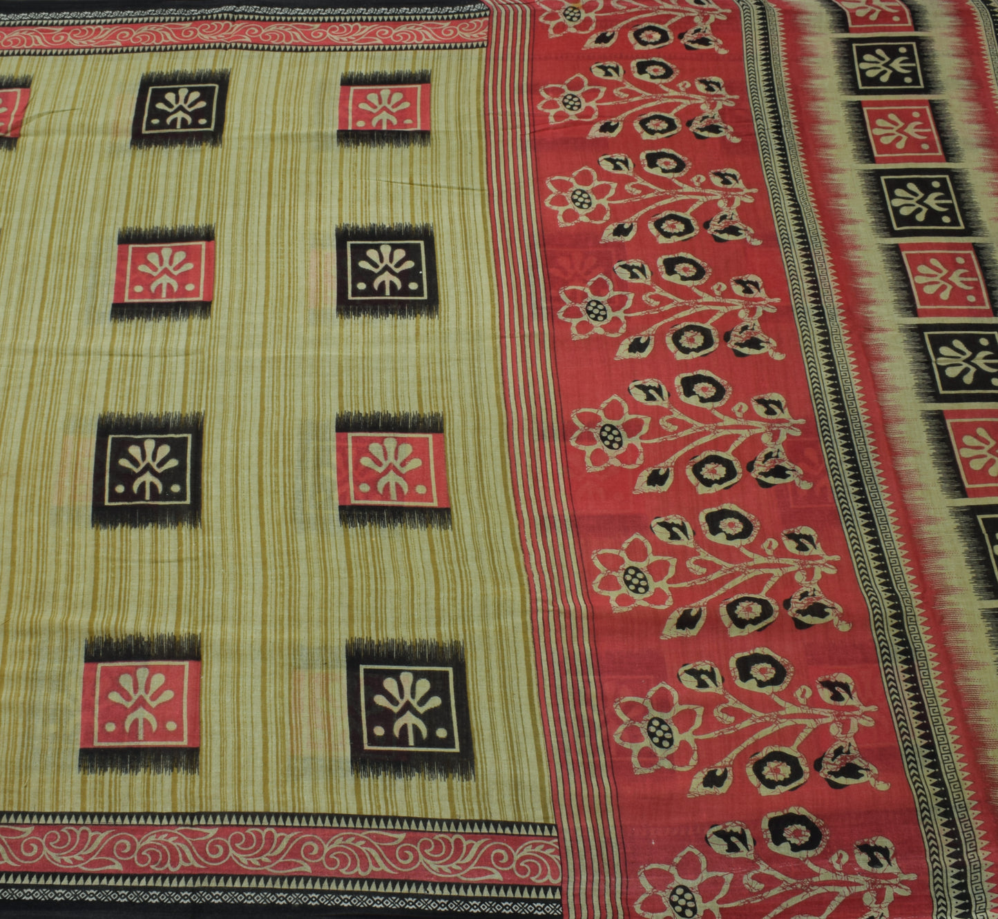 Sushila Vintage Indian Saree 100% Pure Cotton Printed 5 Yard Soft Craft Fabric