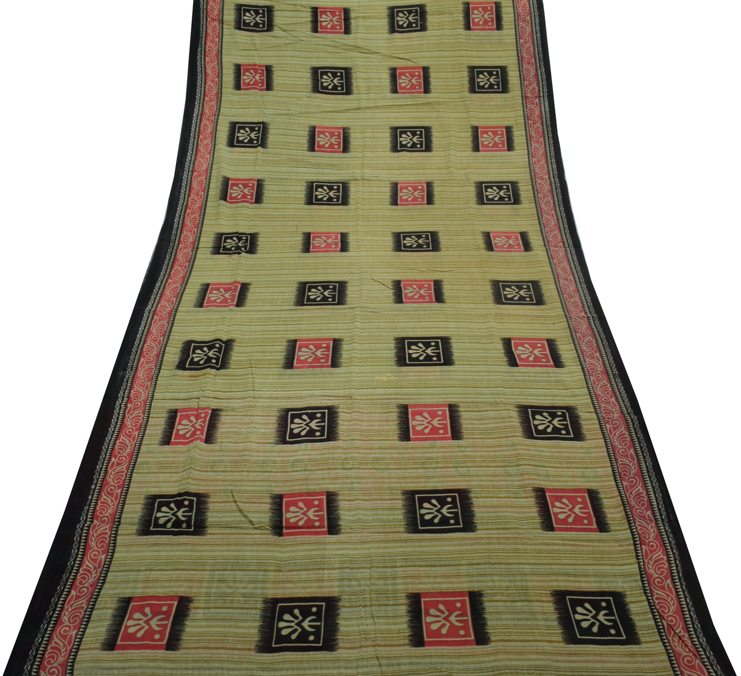 Sushila Vintage Indian Saree 100% Pure Cotton Printed 5 Yard Soft Craft Fabric