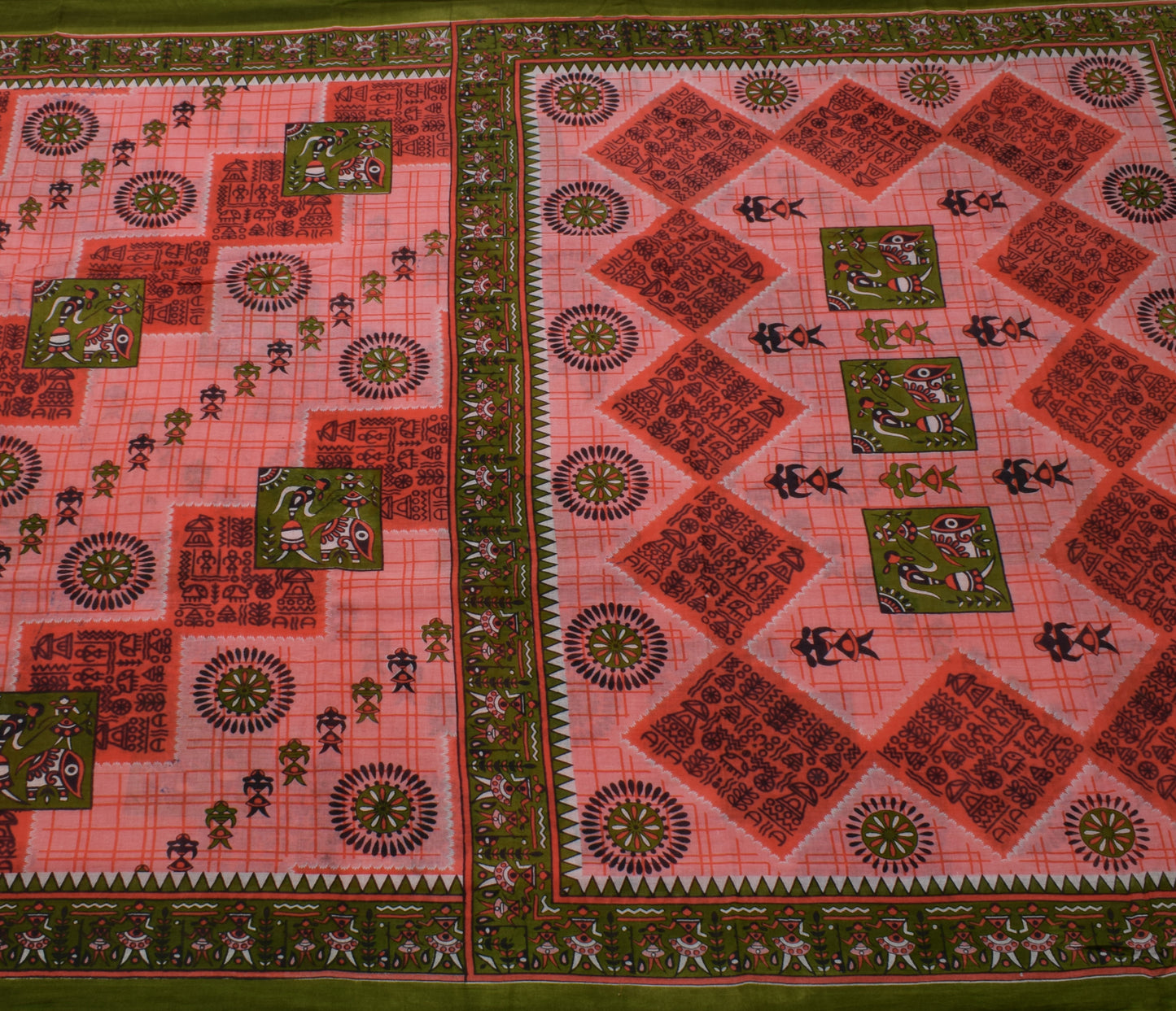 Sushila Vintage Pink Saree 100% Pure Cotton Printed Human Soft Craft Fabric