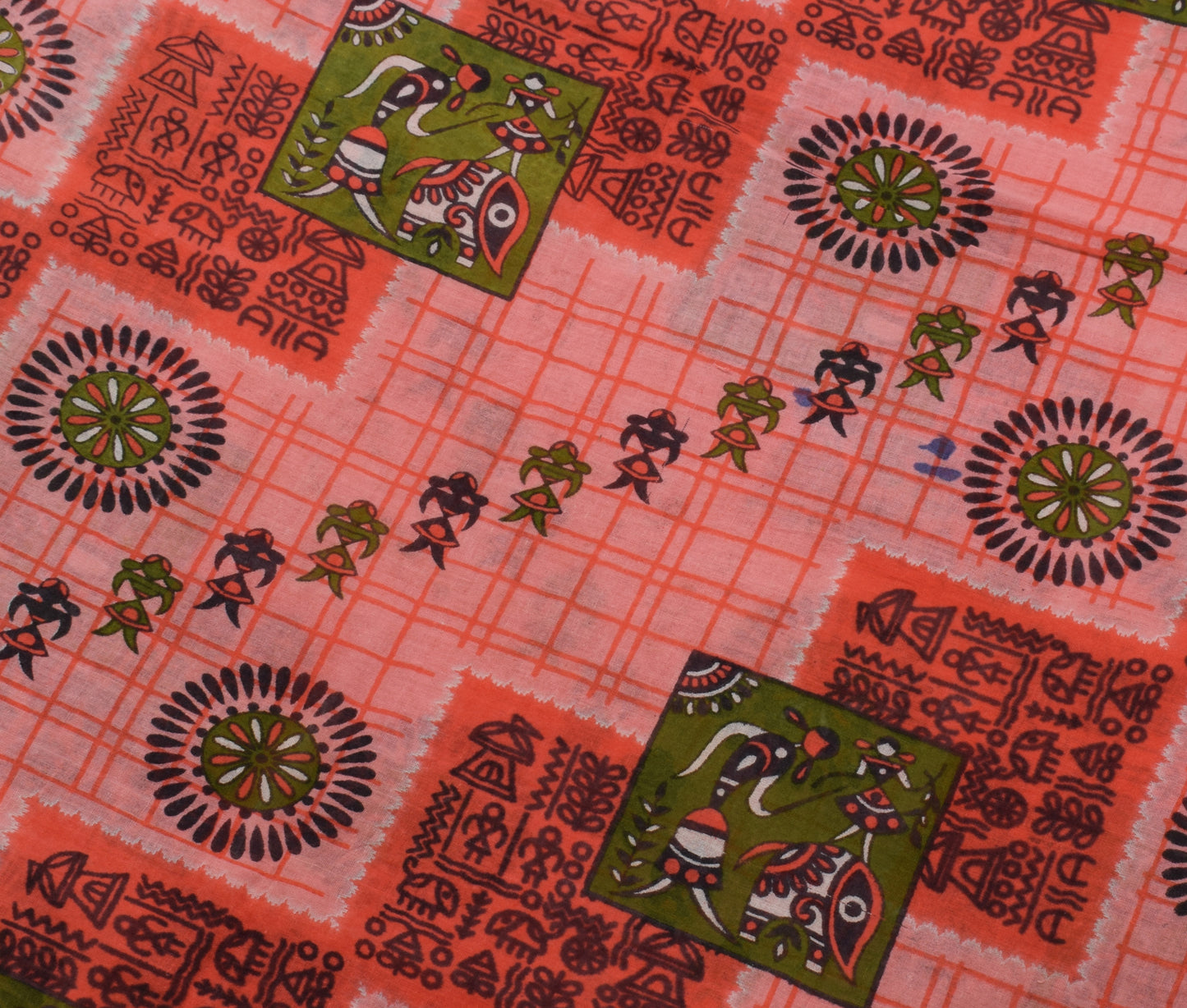 Sushila Vintage Pink Saree 100% Pure Cotton Printed Human Soft Craft Fabric