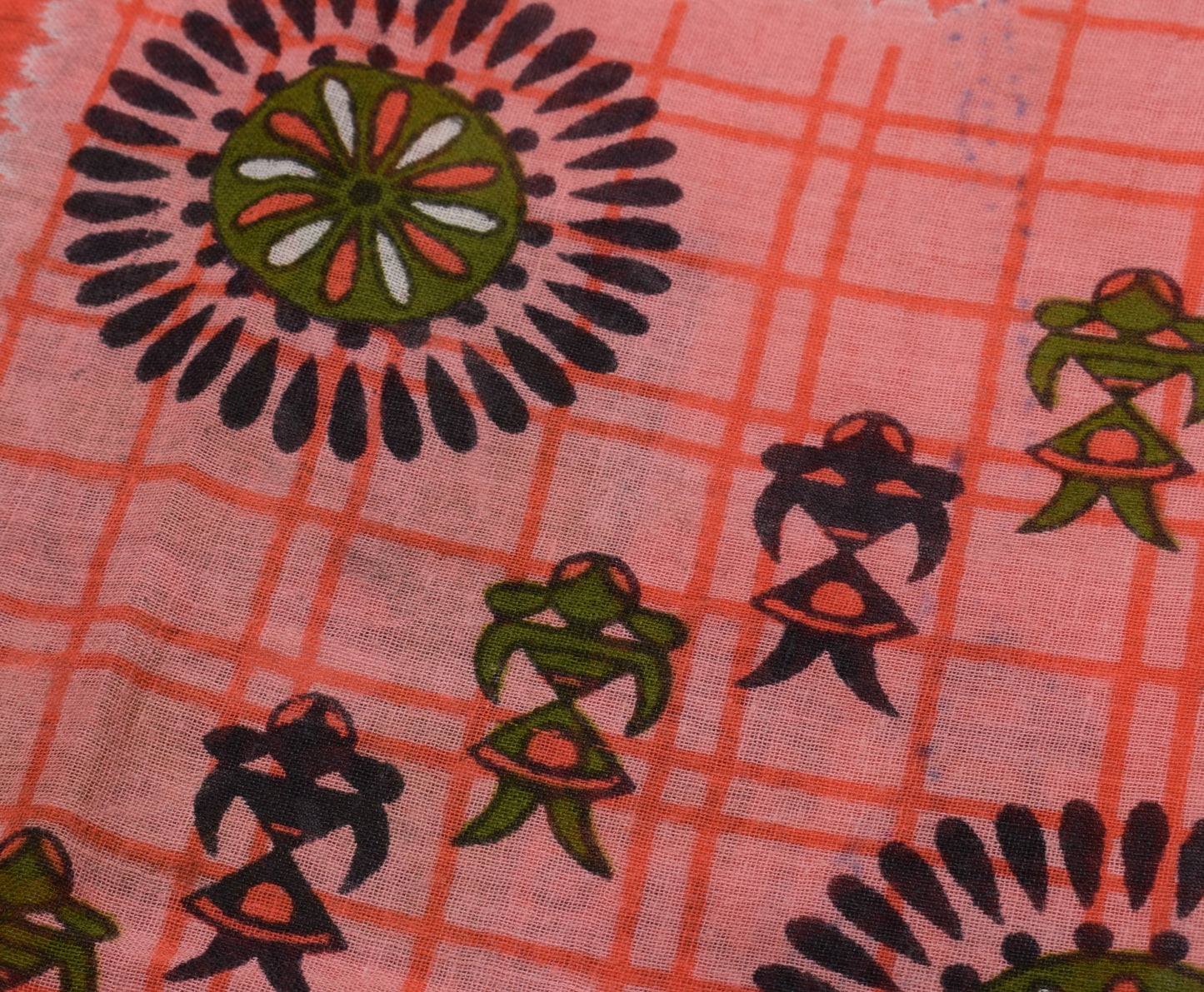Sushila Vintage Pink Saree 100% Pure Cotton Printed Human Soft Craft Fabric