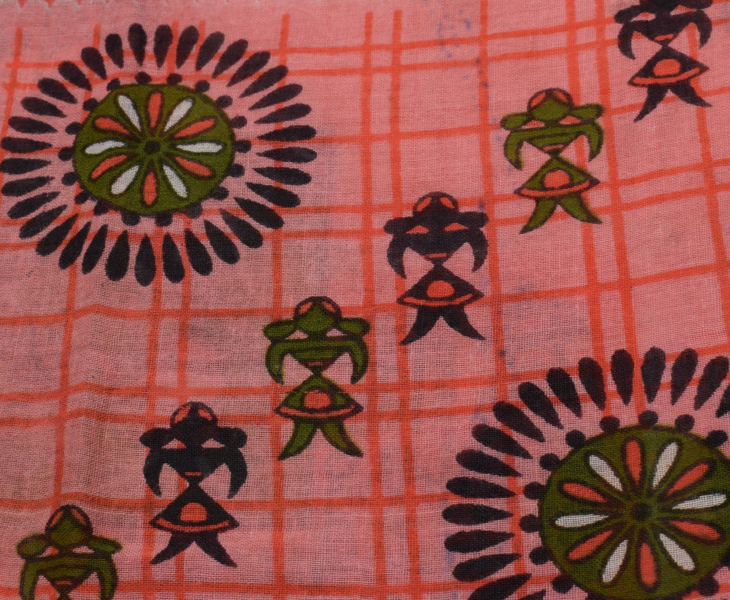 Sushila Vintage Pink Saree 100% Pure Cotton Printed Human Soft Craft Fabric