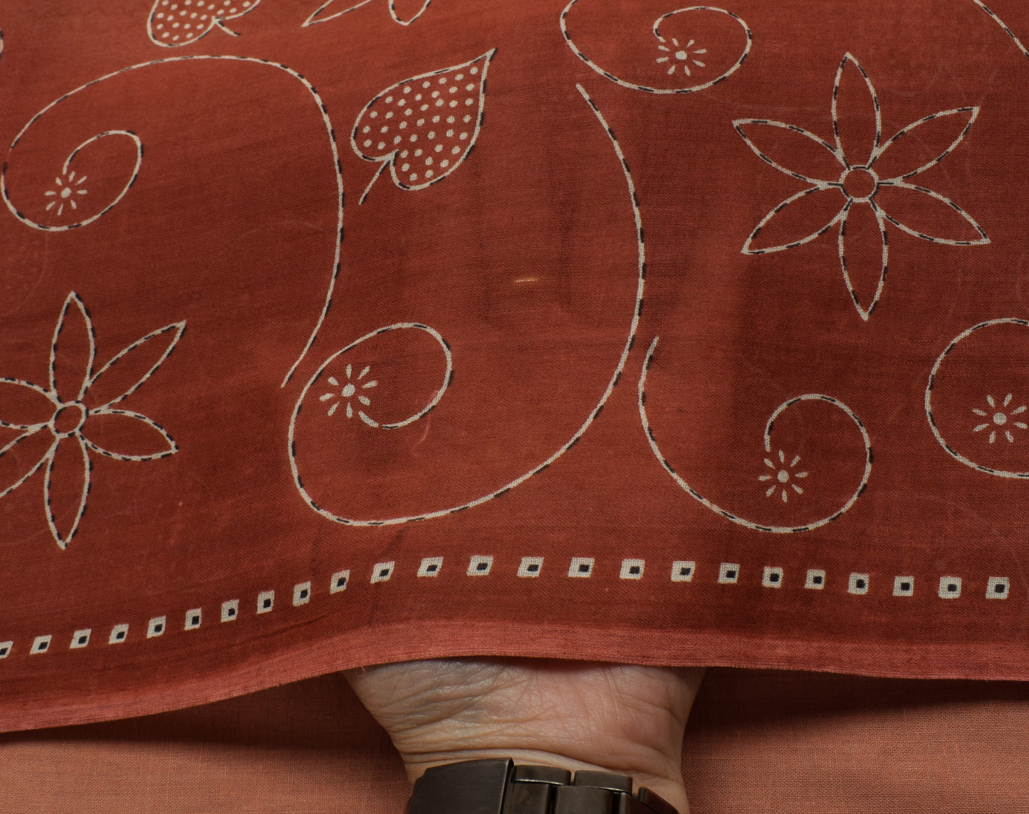 Sushila Vintage Cream Saree 100% Pure Cotton Printed 5 Yard Soft Craft Fabric