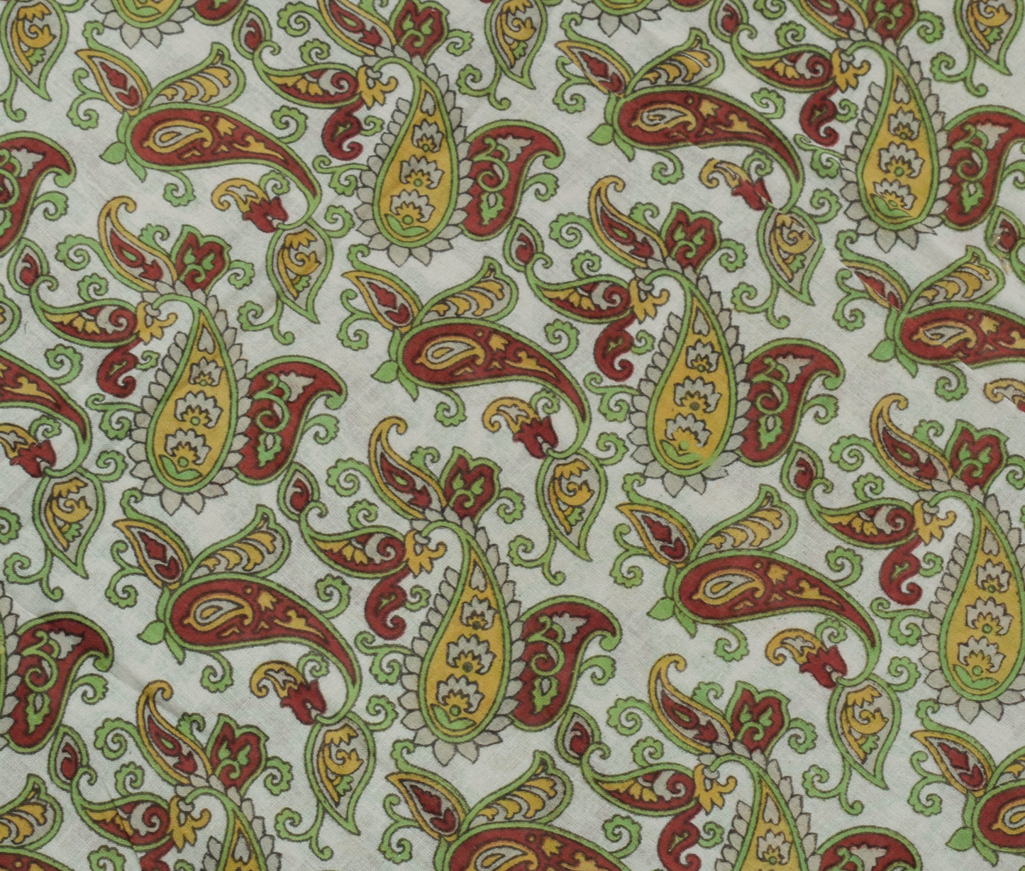 Sushila Vintage White Saree 100% Pure Cotton Printed Paisley Soft Craft Fabric