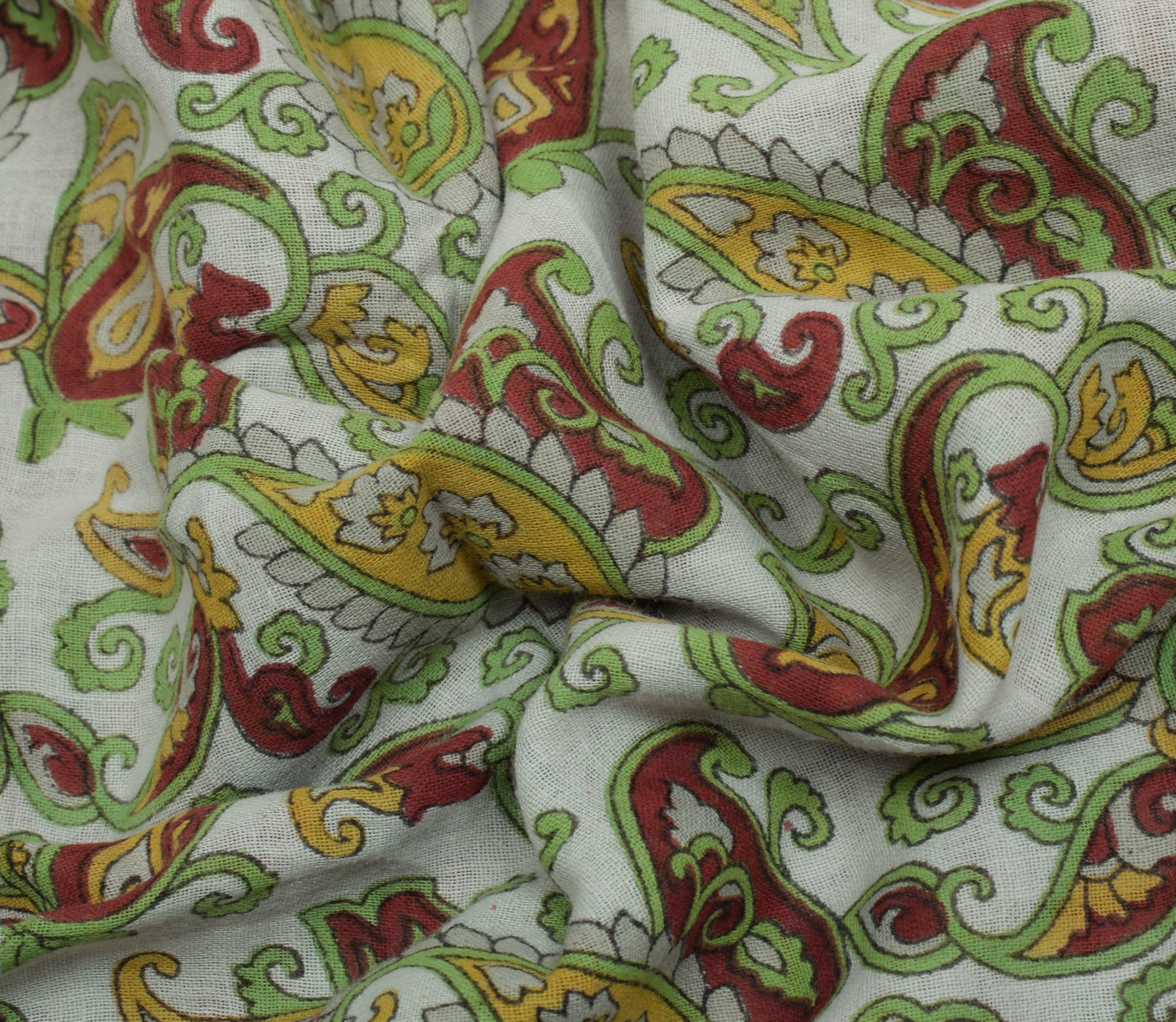 Sushila Vintage White Saree 100% Pure Cotton Printed Paisley Soft Craft Fabric
