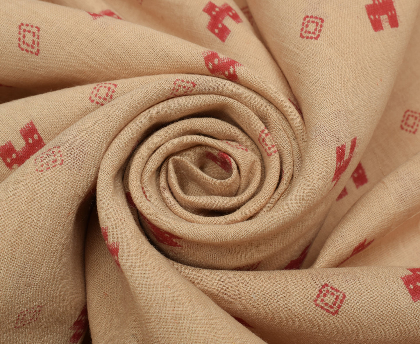 Sushila Vintage Light Brown Saree Pure Cotton Hand Block Printed Craft Fabric