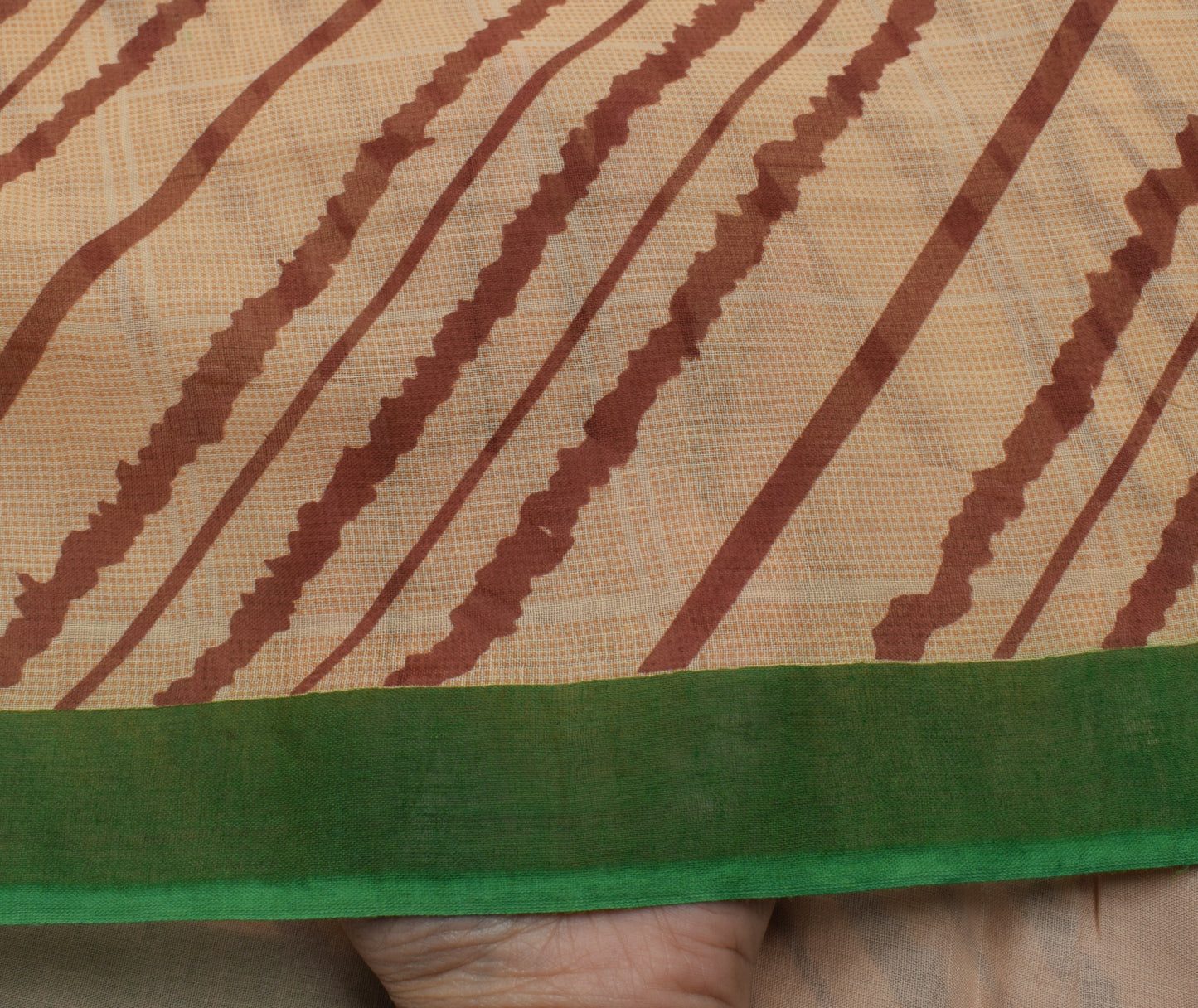 Sushila Vintage Cream Saree 100% Pure Cotton Printed 5 Yard Soft Craft Fabric
