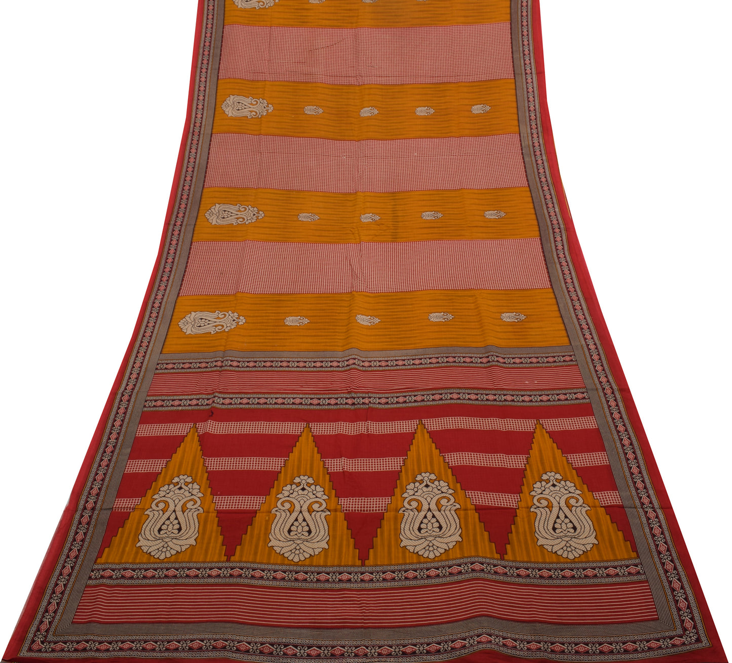 Sushila Vintage Indian Saree 100% Pure Cotton Printed Floral Soft Craft Fabric