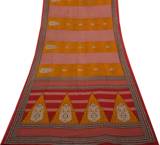 Sushila Vintage Indian Saree 100% Pure Cotton Printed Floral Soft Craft Fabric
