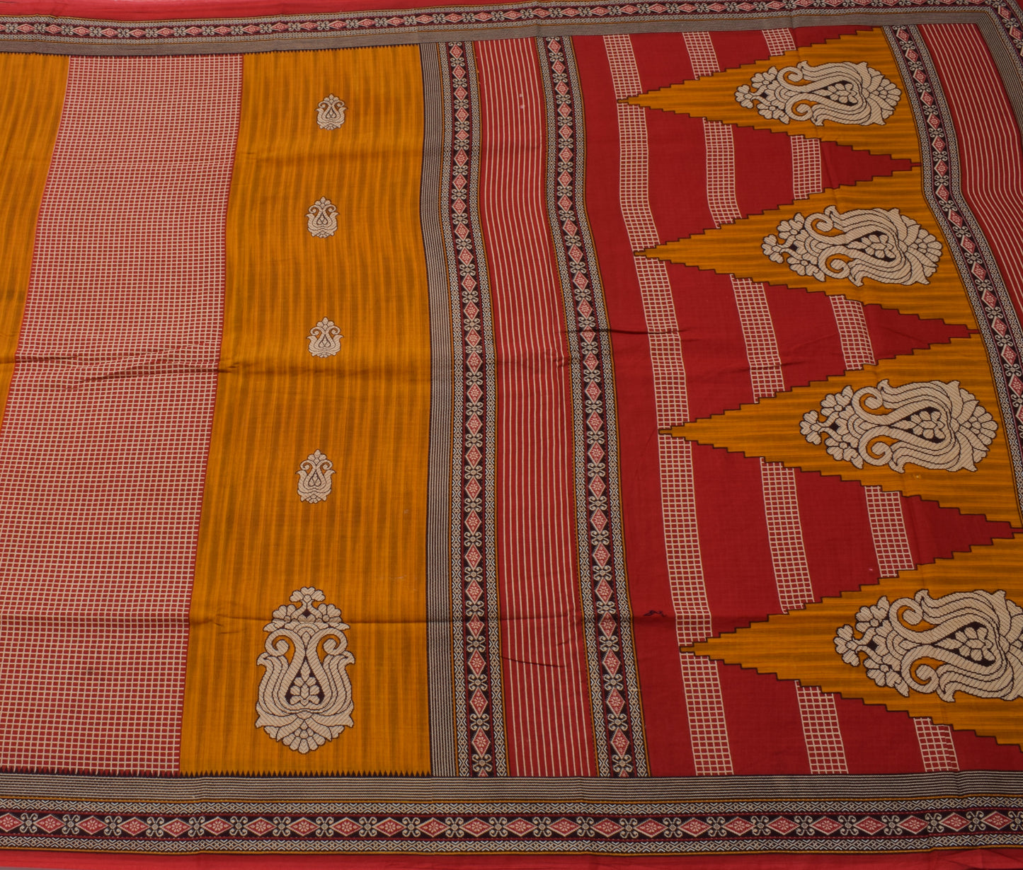 Sushila Vintage Indian Saree 100% Pure Cotton Printed Floral Soft Craft Fabric