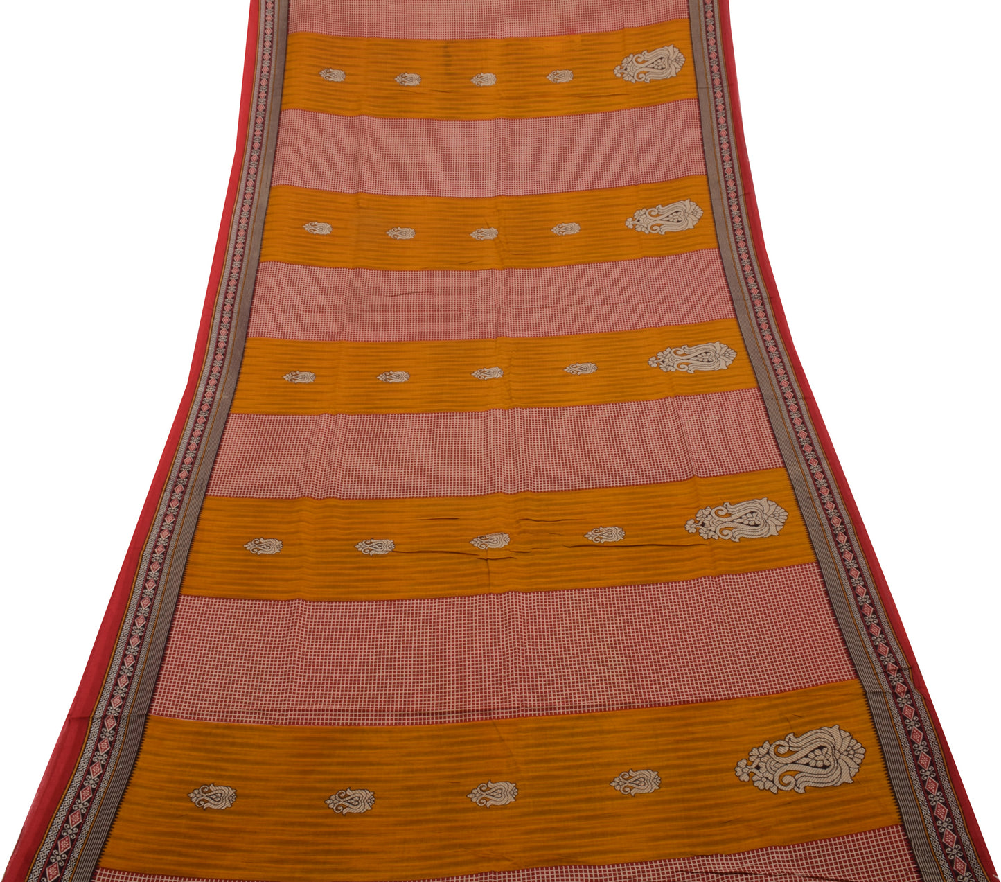 Sushila Vintage Indian Saree 100% Pure Cotton Printed Floral Soft Craft Fabric