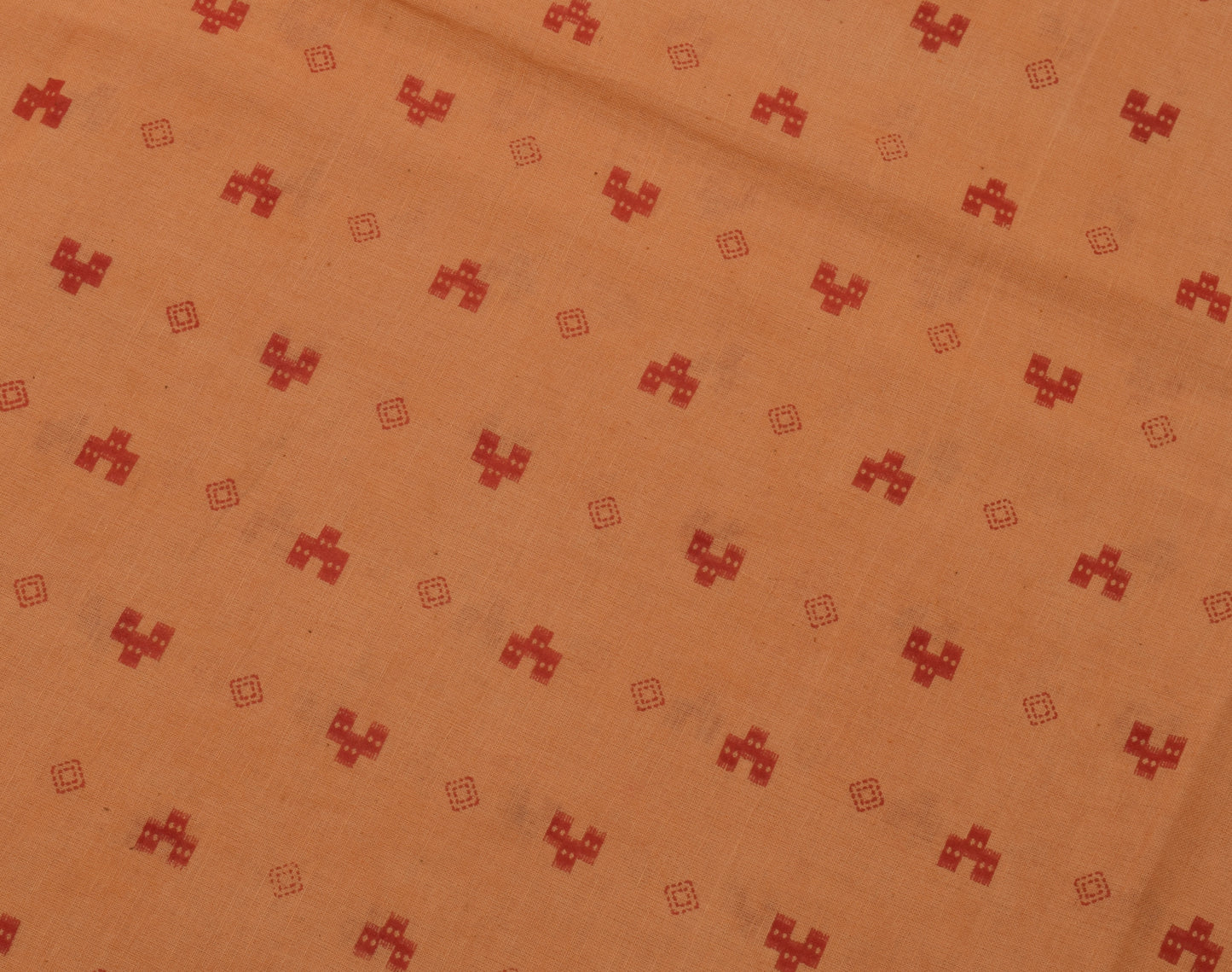Sushila Vintage Peach Saree 100% Pure Cotton Hand Block Printed Craft Fabric