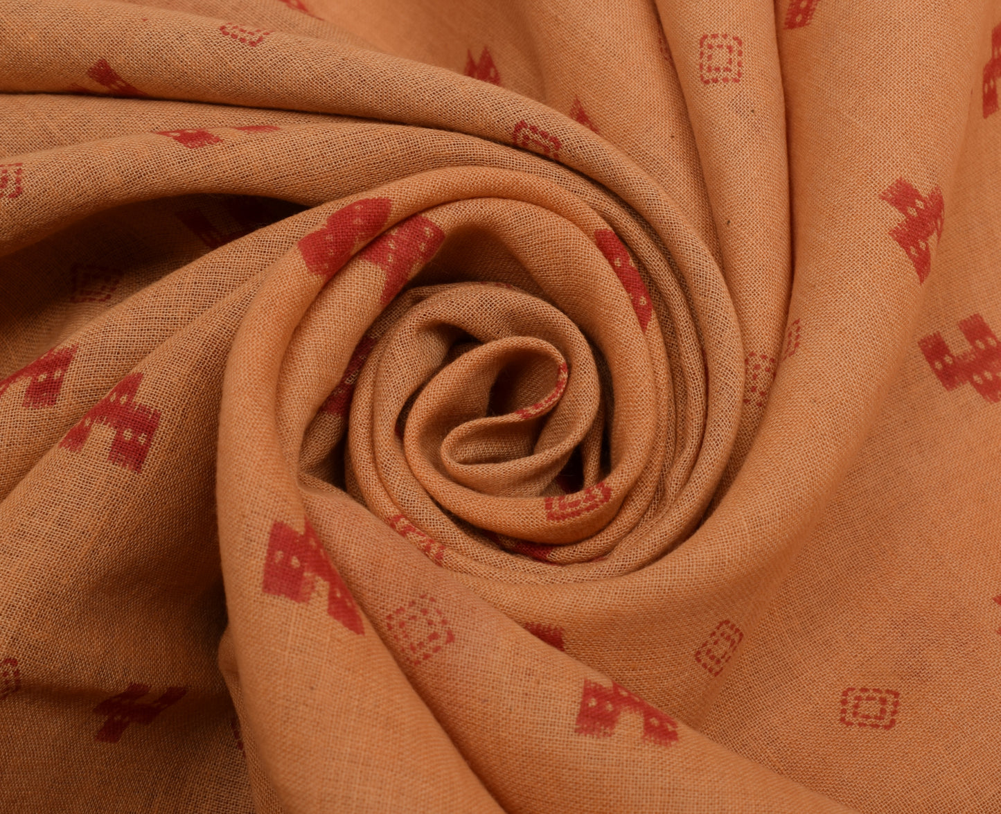 Sushila Vintage Peach Saree 100% Pure Cotton Hand Block Printed Craft Fabric
